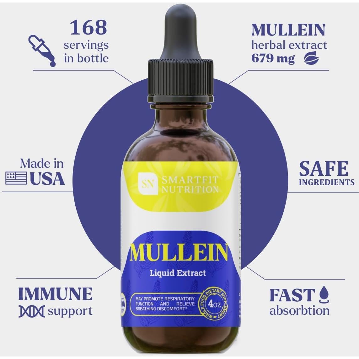 Extracto de Hoja de Mullein Smartfit 118.3 ml - Soporte Respiratorio