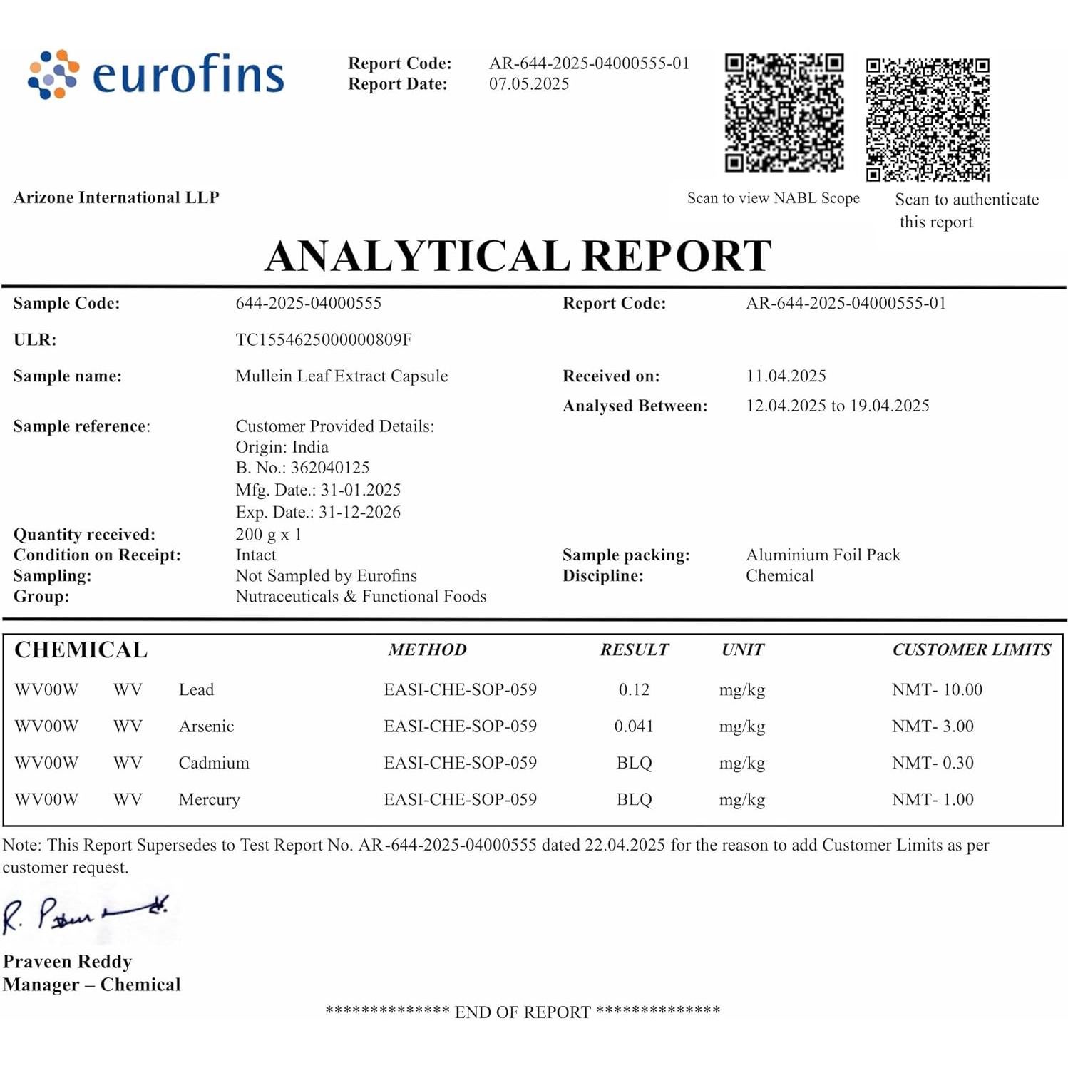 Cápsulas de Extracto de Hoja de Mullein Stay Alive 1000mg