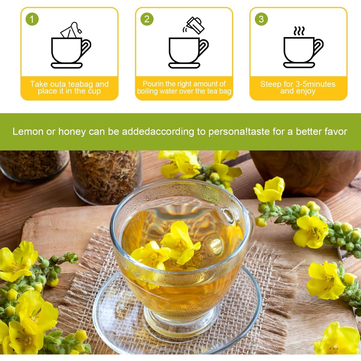 50 Bolsitas de Té de Hoja de Mullein Orgánico - Detox Pulmones