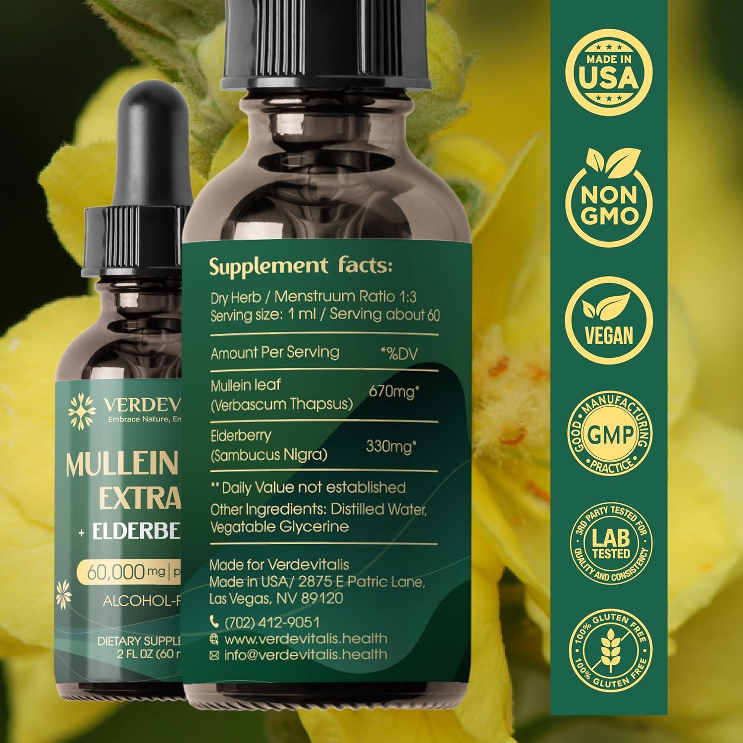Extracto de Hoja de Mullein Verdevitalis 59.15 ml - Suplemento Herbal