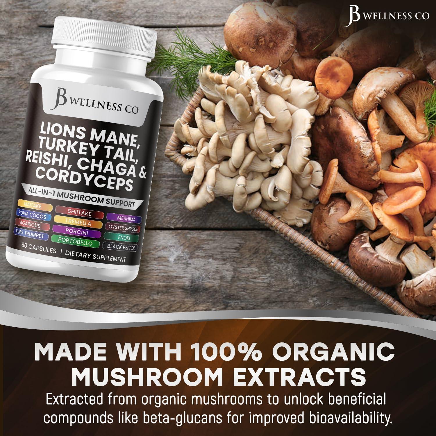 Suplemento Melena de León JB Wellness 180 Cápsulas 20 en 1