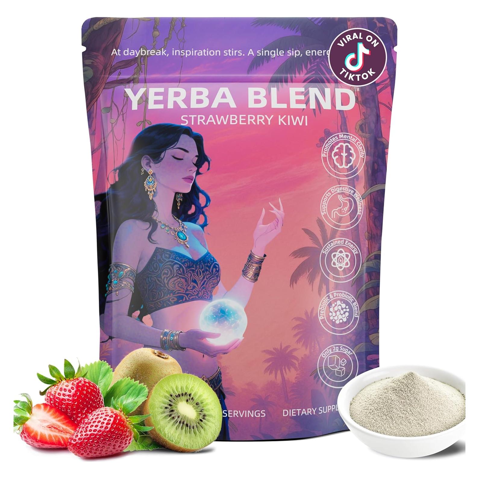 Yerba Mate Instantáneo en Polvo Yerba Blend 360g - Prebióticos y Probióticos, Bajo en Azúcar