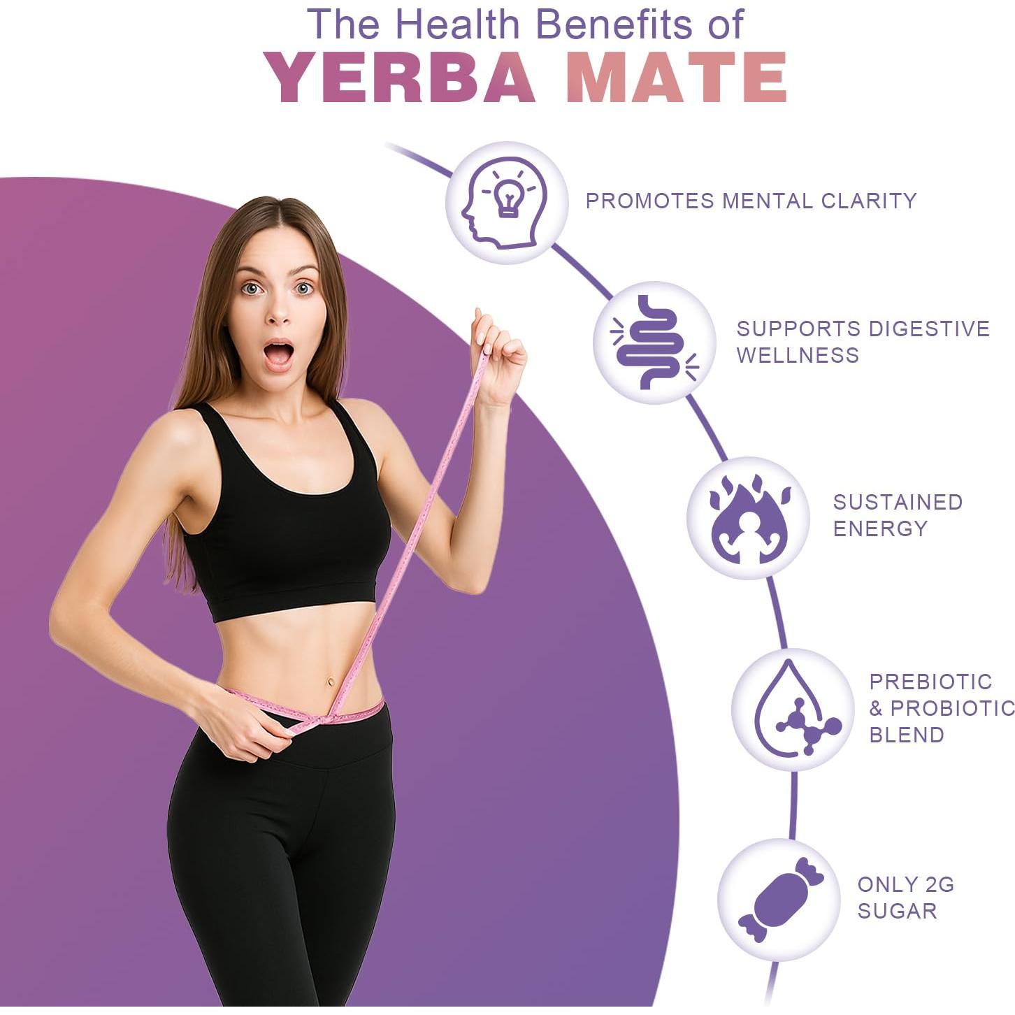 Yerba Mate Instantáneo en Polvo Yerba Blend 360g - Prebióticos y Probióticos, Bajo en Azúcar
