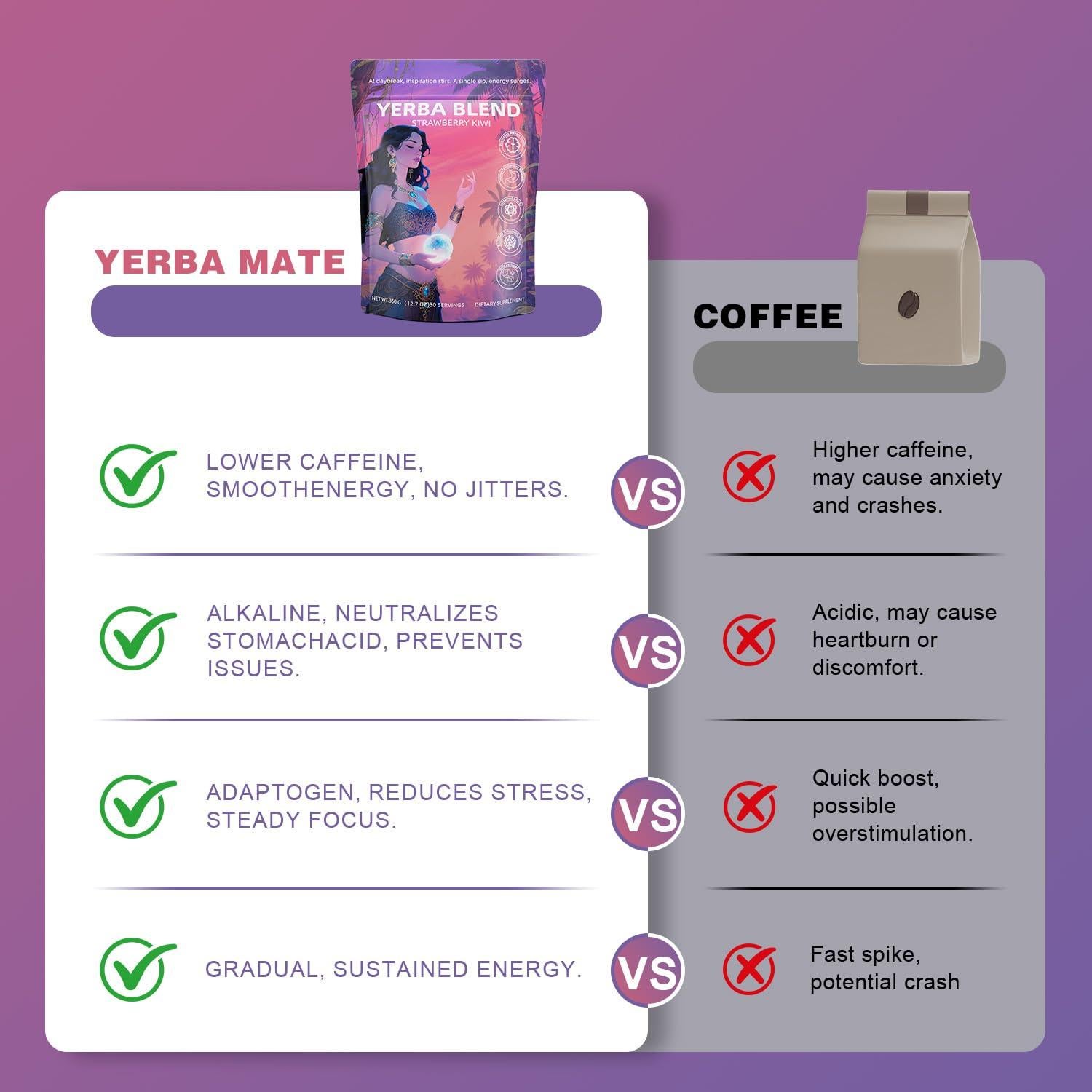 Yerba Mate Instantáneo en Polvo Yerba Blend 360g - Prebióticos y Probióticos, Bajo en Azúcar
