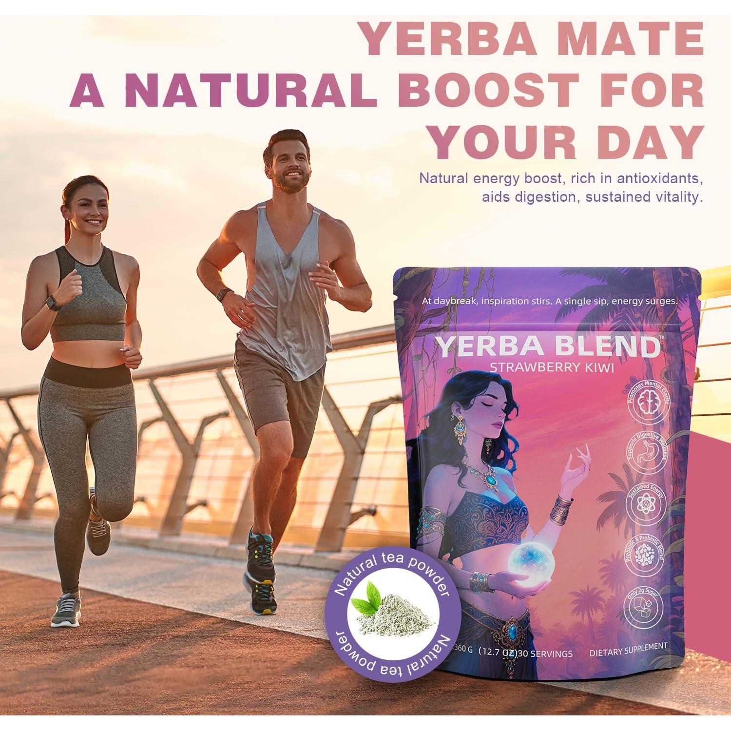 Yerba Mate Instantáneo en Polvo Yerba Blend 360g - Prebióticos y Probióticos, Bajo en Azúcar
