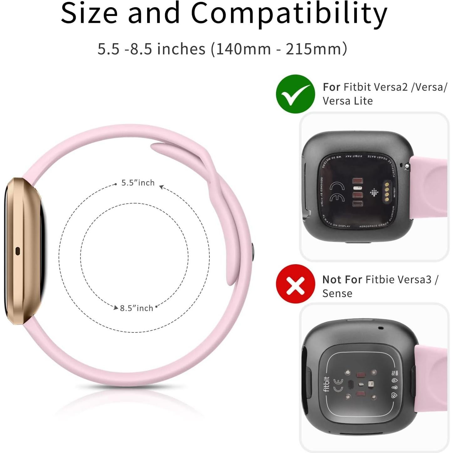 Bandas de Silicona AK para Fitbit Versa 2 - Rosa