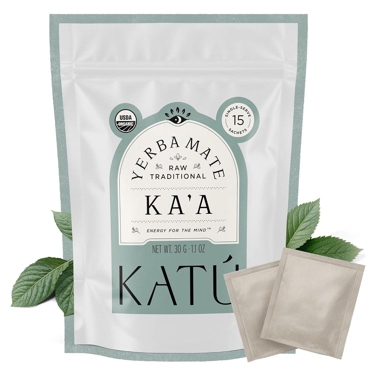 Té de Yerba Mate Crudo Orgánico Premium Katú Ka'a - 15 Bolsitas