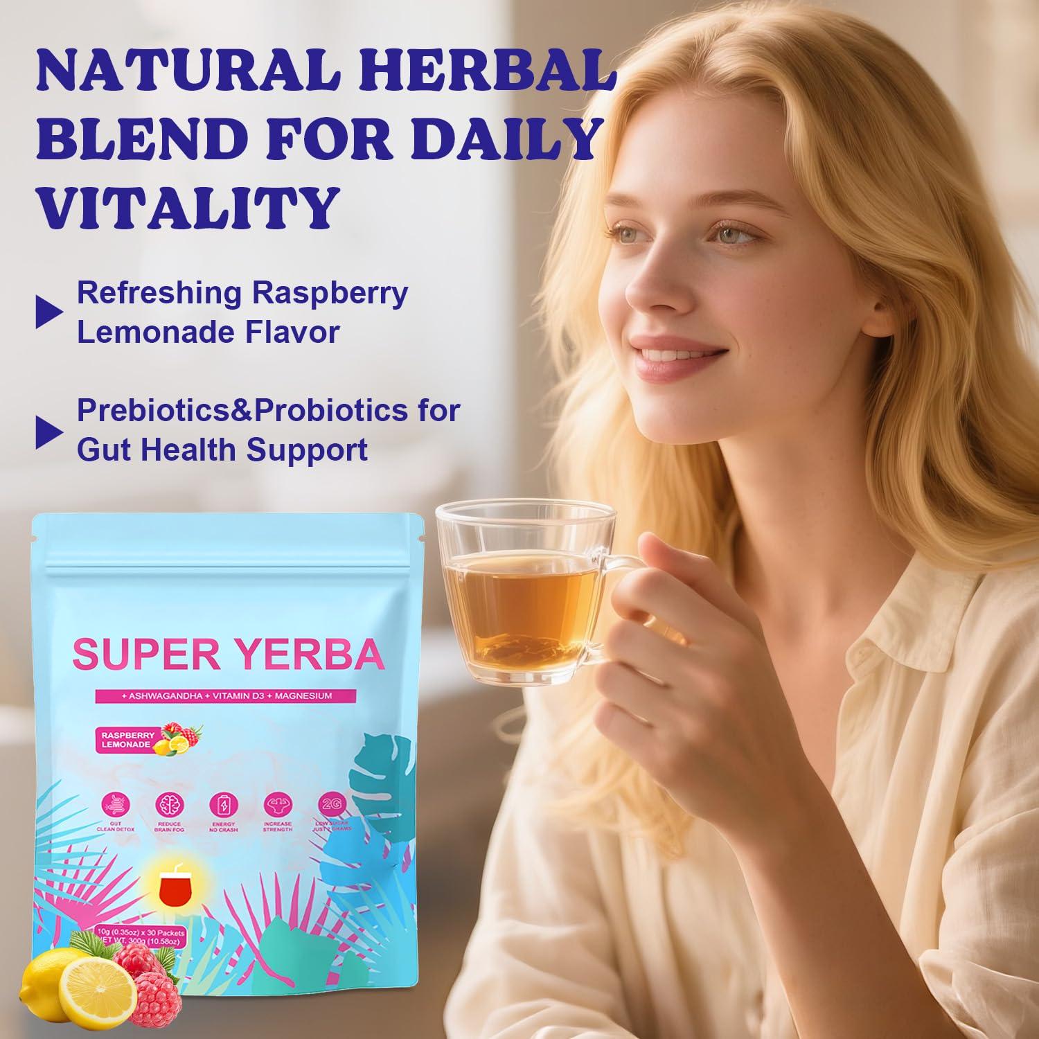 Super Yerba Mate Instantáneo Josmon Sabor Frambuesa Limonada 30 Porciones