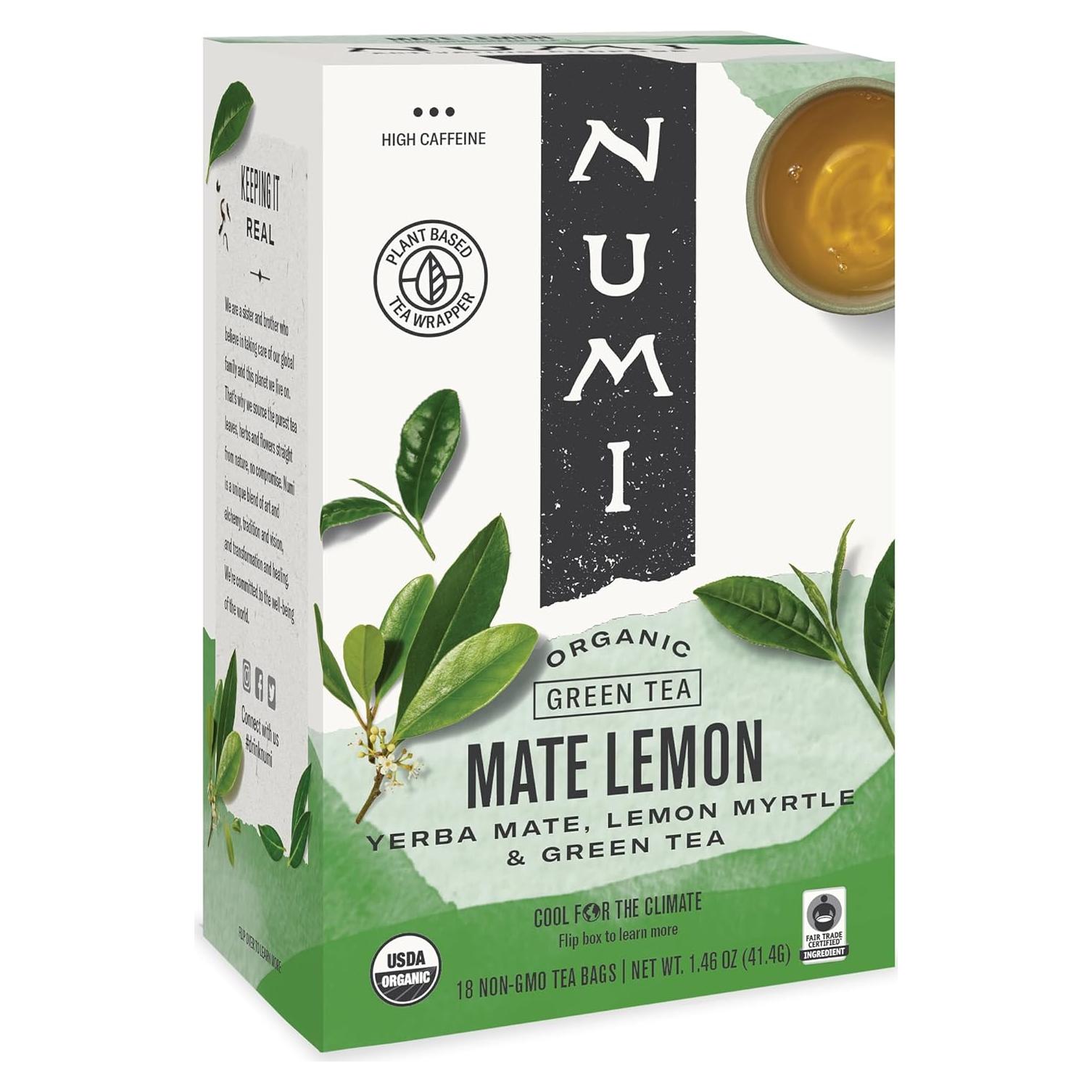 Té Orgánico Numi Mate Limón 18 Bolsitas - Sabor Energizante