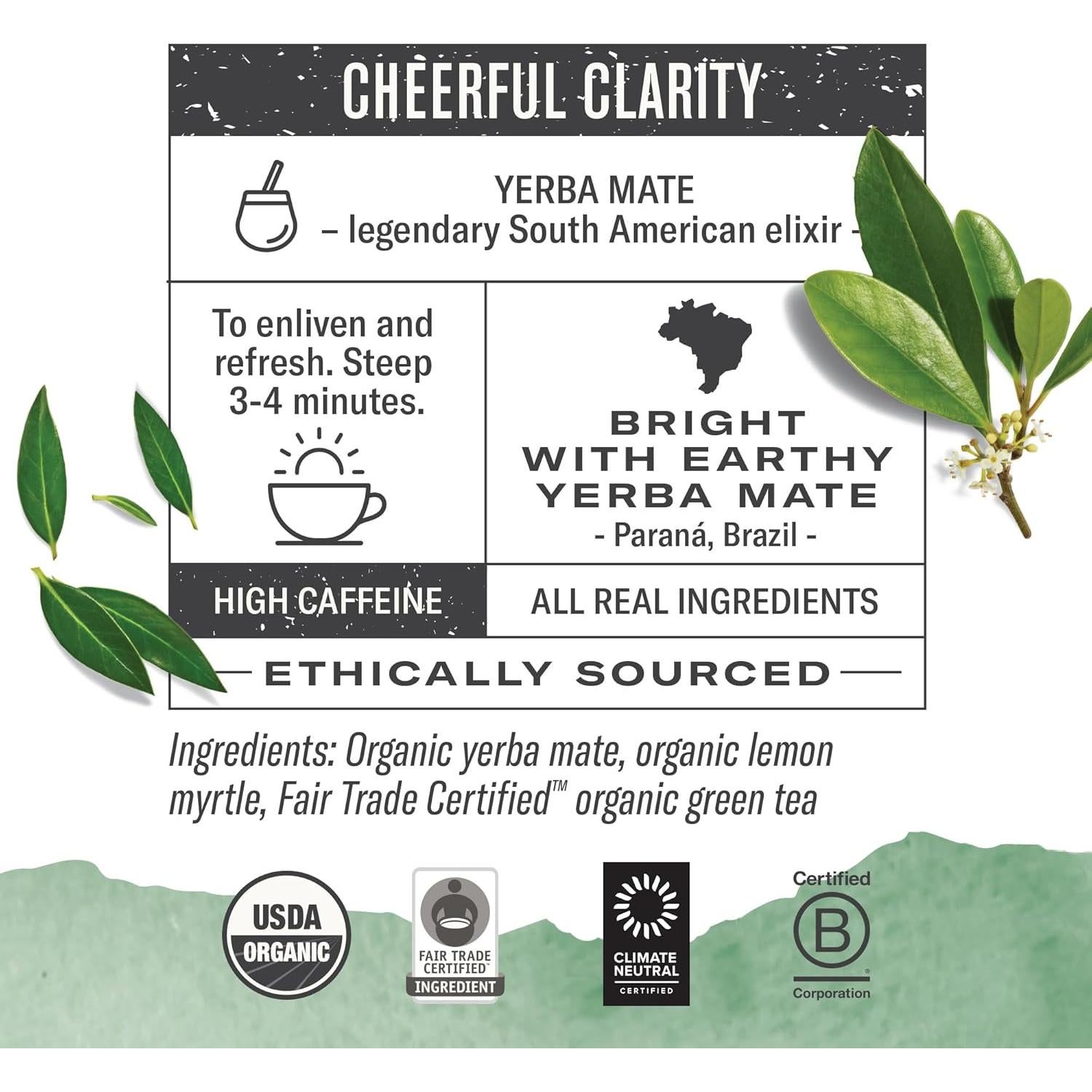 Té Orgánico Numi Mate Limón 18 Bolsitas - Sabor Energizante