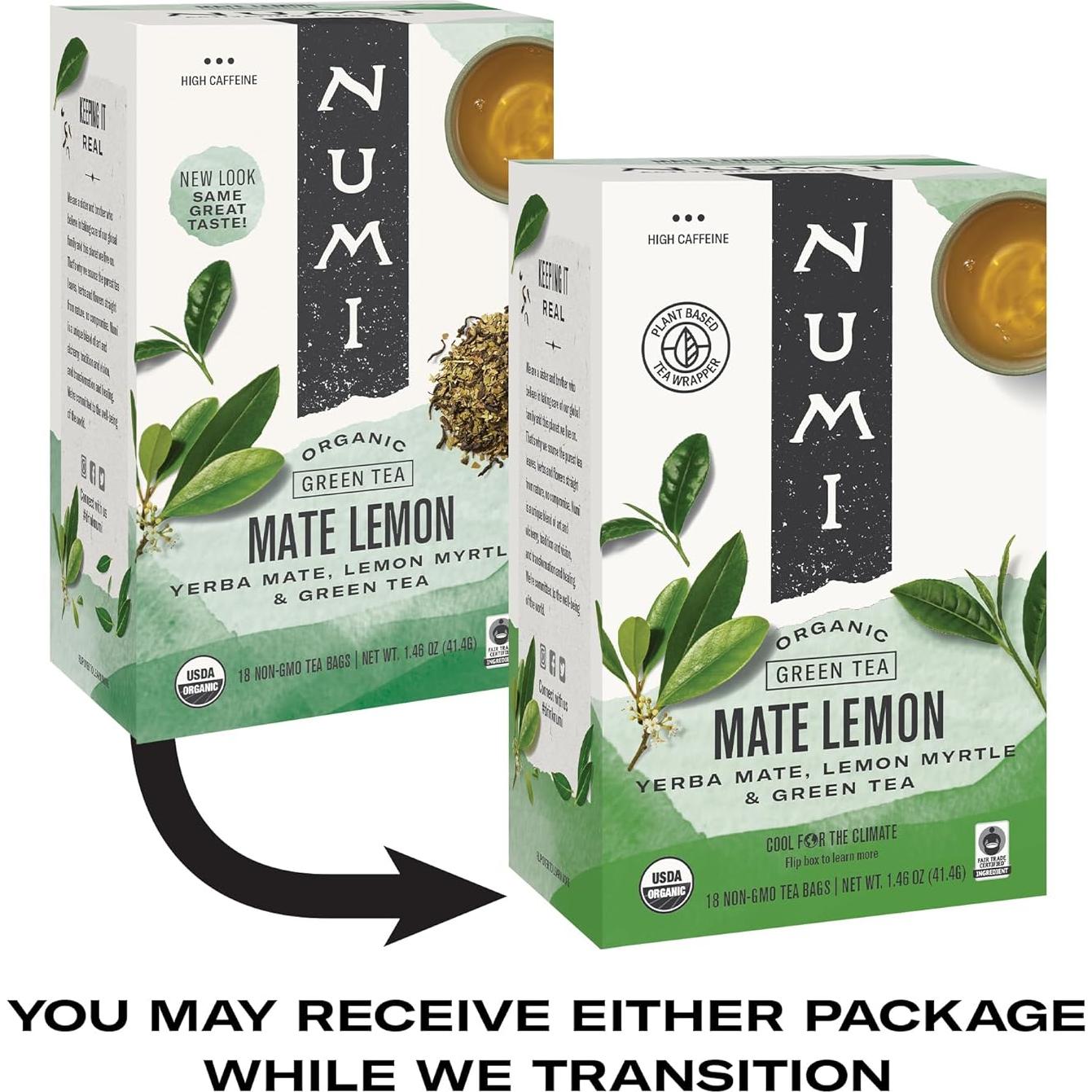 Té Orgánico Numi Mate Limón 18 Bolsitas - Sabor Energizante