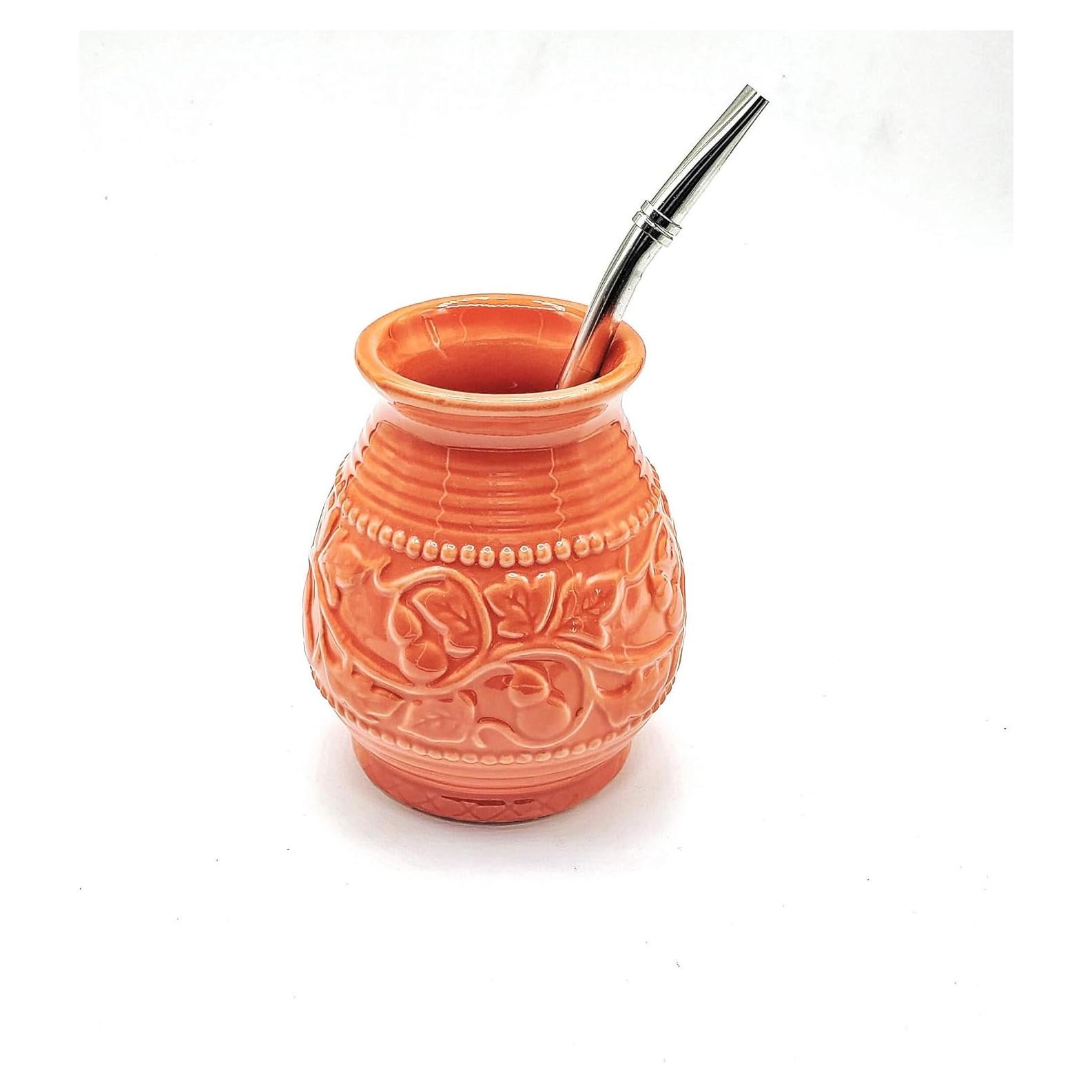 Calabaza de Cerámica Pure Argentino Coral 192g con Sorbete