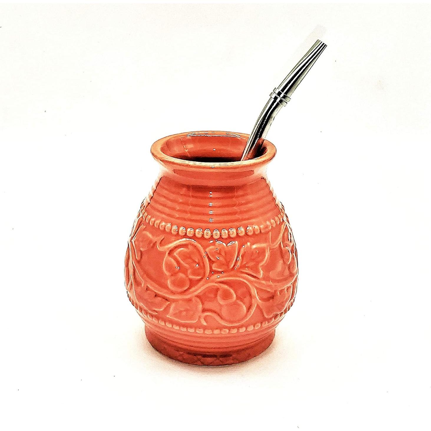 Calabaza de Cerámica Pure Argentino Coral 192g con Sorbete