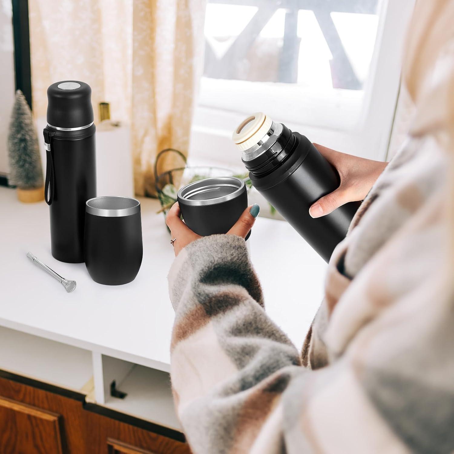 Kit Taza Yerba Mate Dandat 12 oz + Botella Térmica 1000 ml