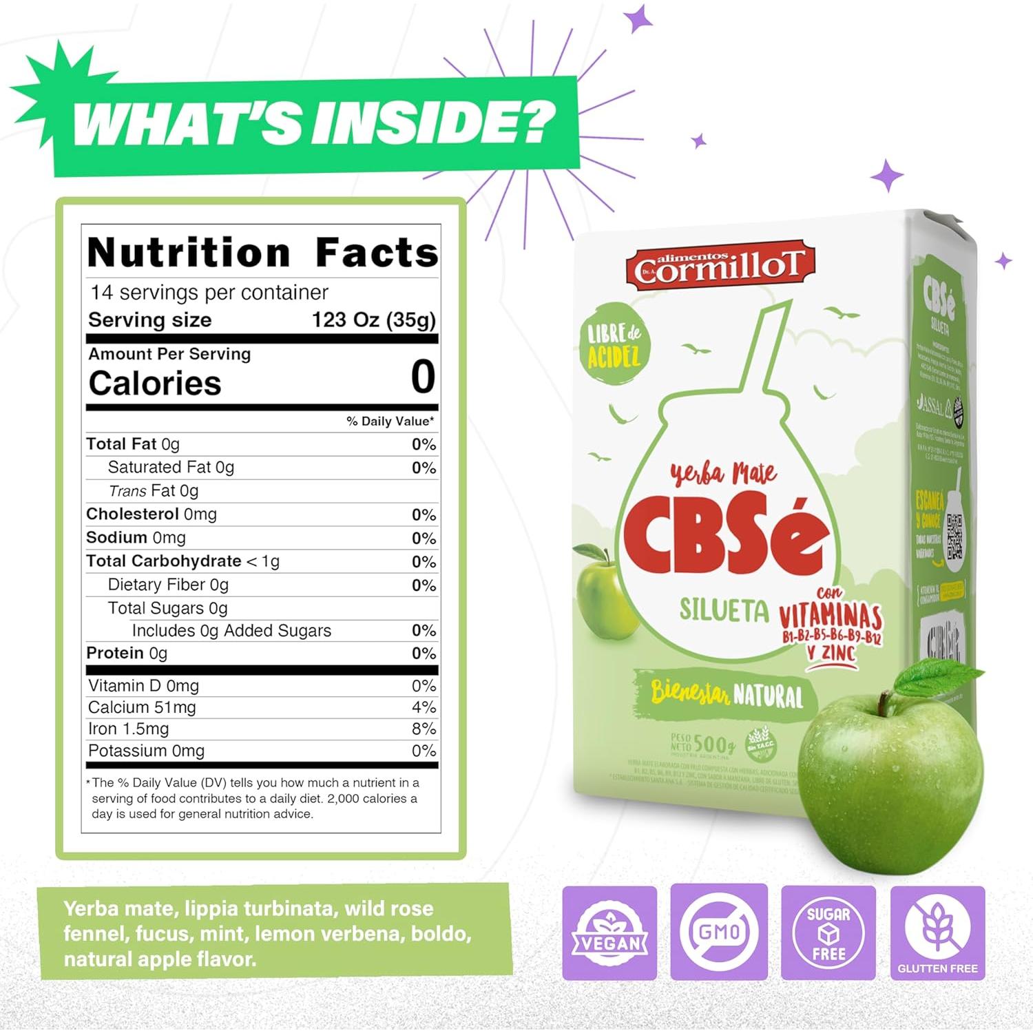 Yerba Mate CBSe Silueta 500g - Sabor Natural Suave y Equilibrado