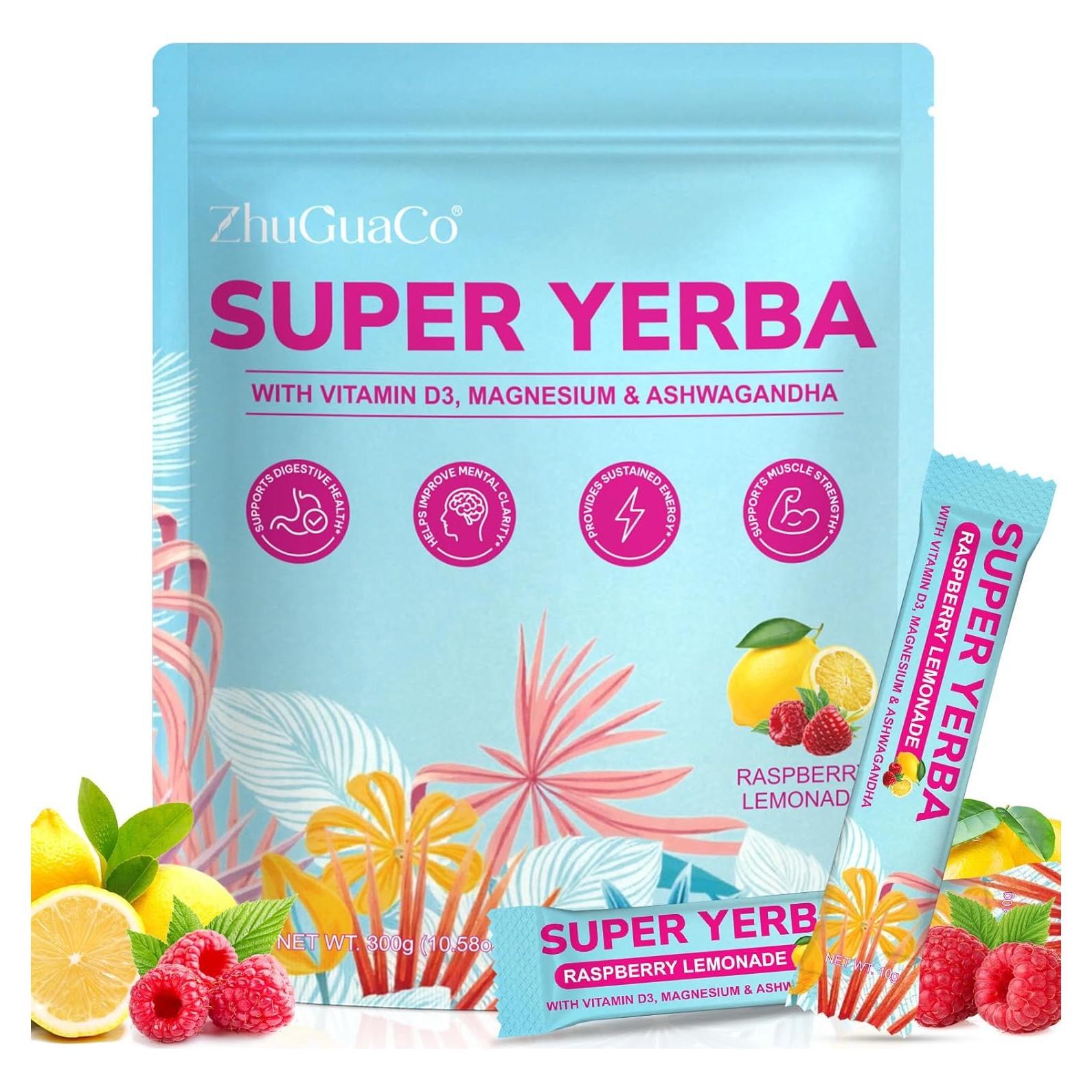 Té Instantáneo de Yerba Mate Super - 300g, Sabor Limonada Frambuesa