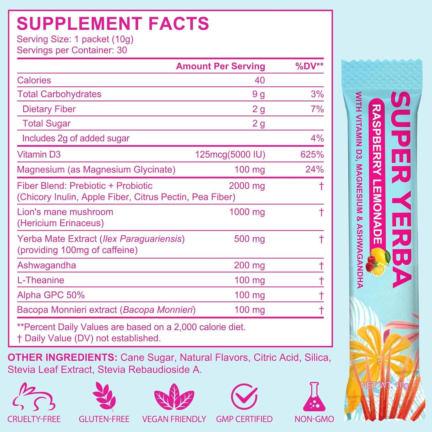 Té Instantáneo de Yerba Mate Super - 300g, Sabor Limonada Frambuesa