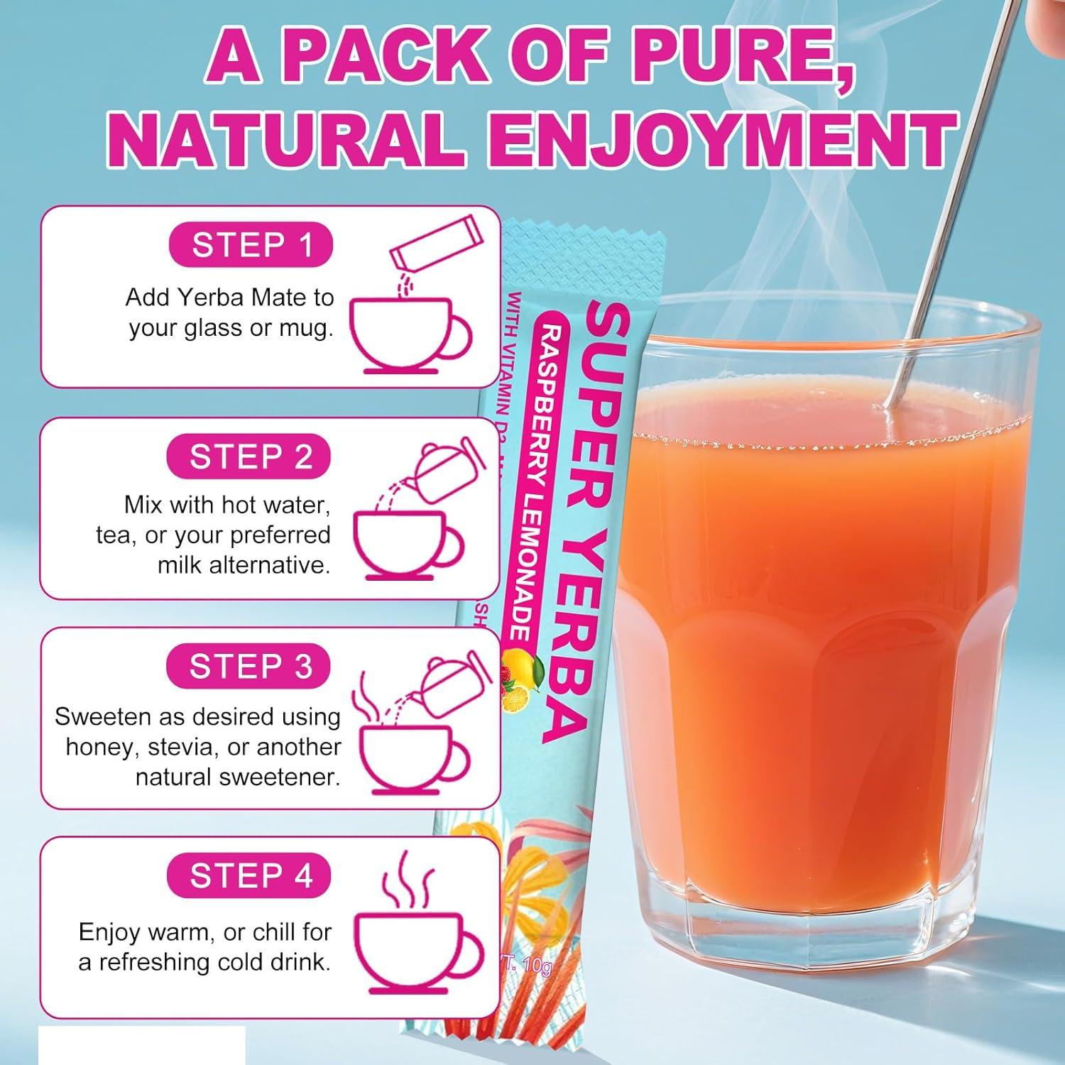 Té Instantáneo de Yerba Mate Super - 300g, Sabor Limonada Frambuesa