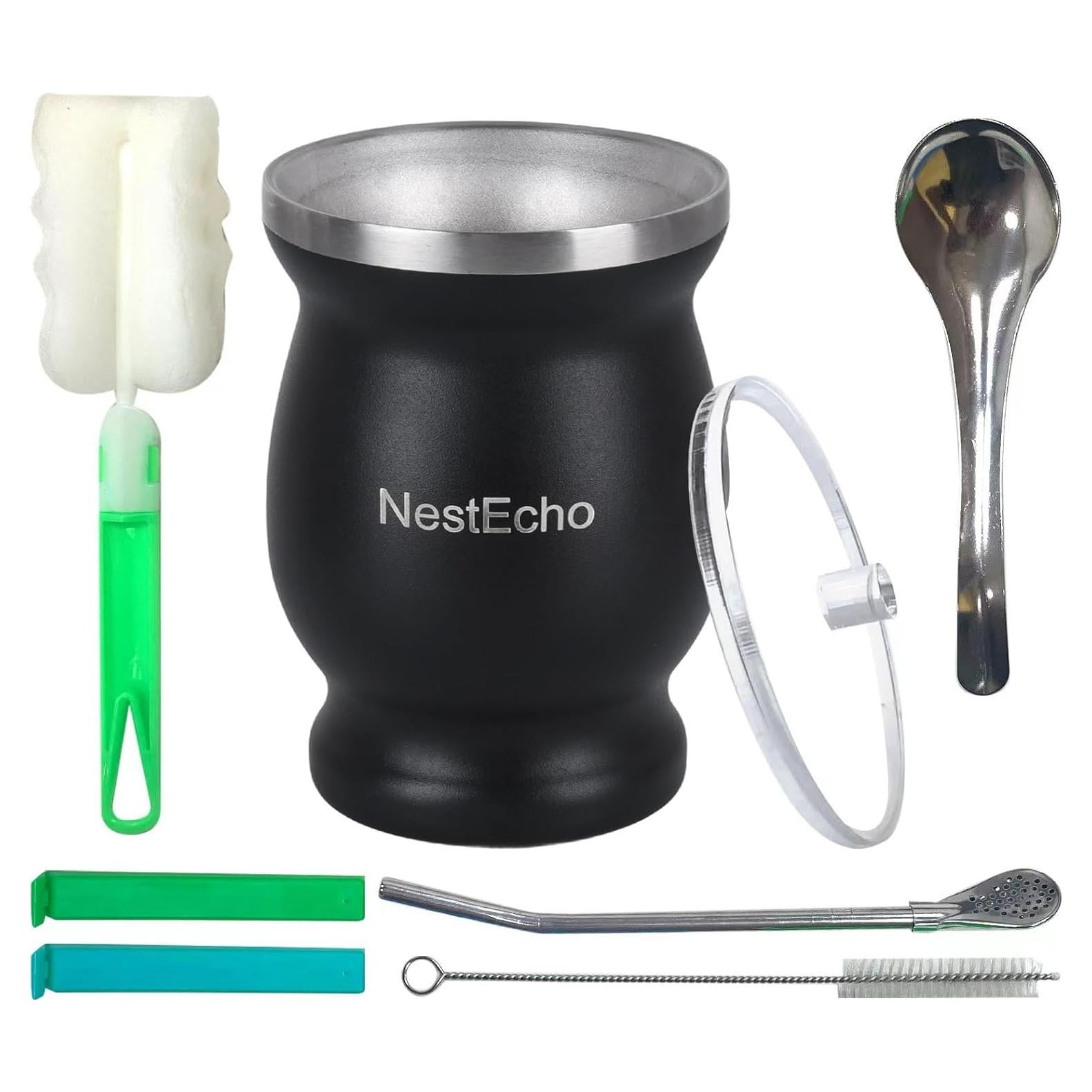 Juego de Tazas de Mate NestEcho 8 Piezas Acero Inoxidable