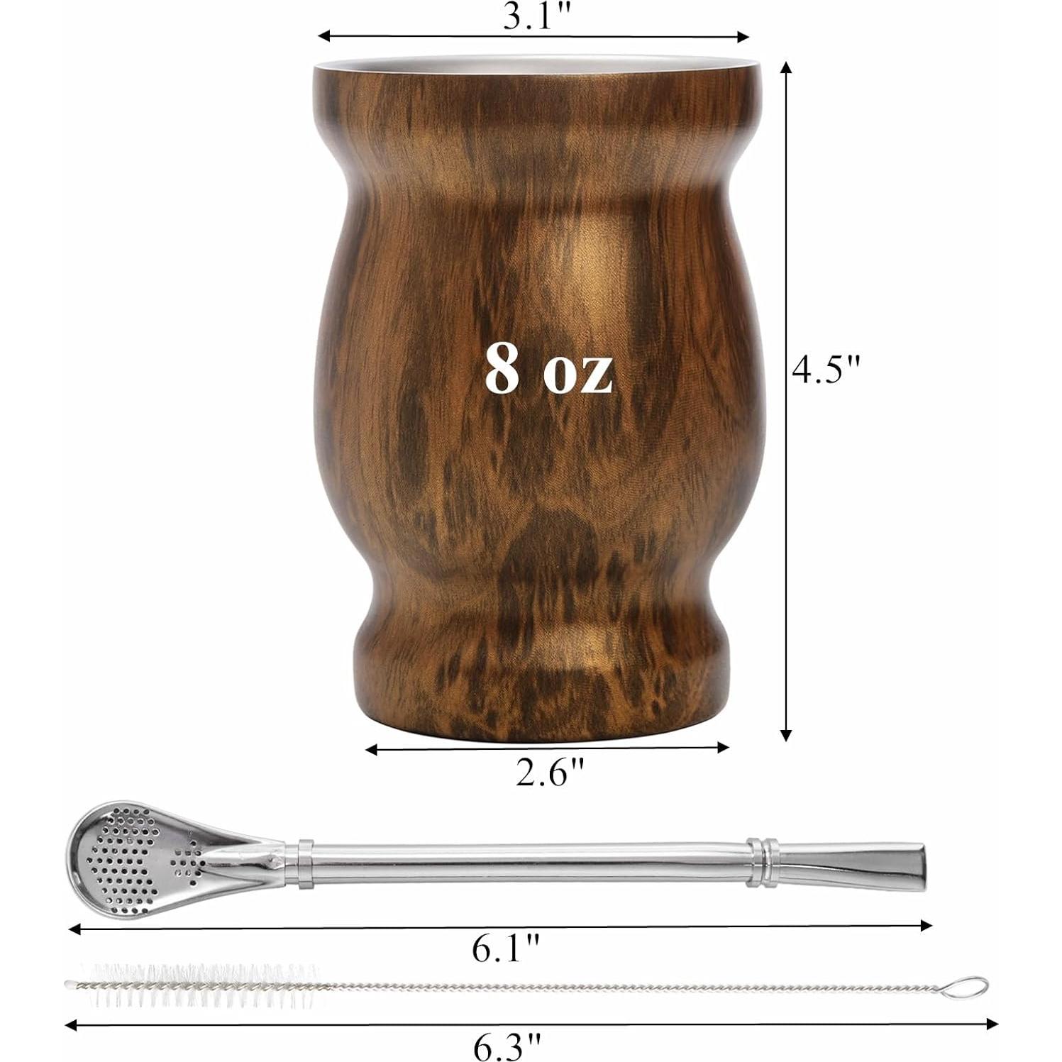 Set de Taza de Yerba Mate Cididu 8 oz Acero Inoxidable Doble Pared