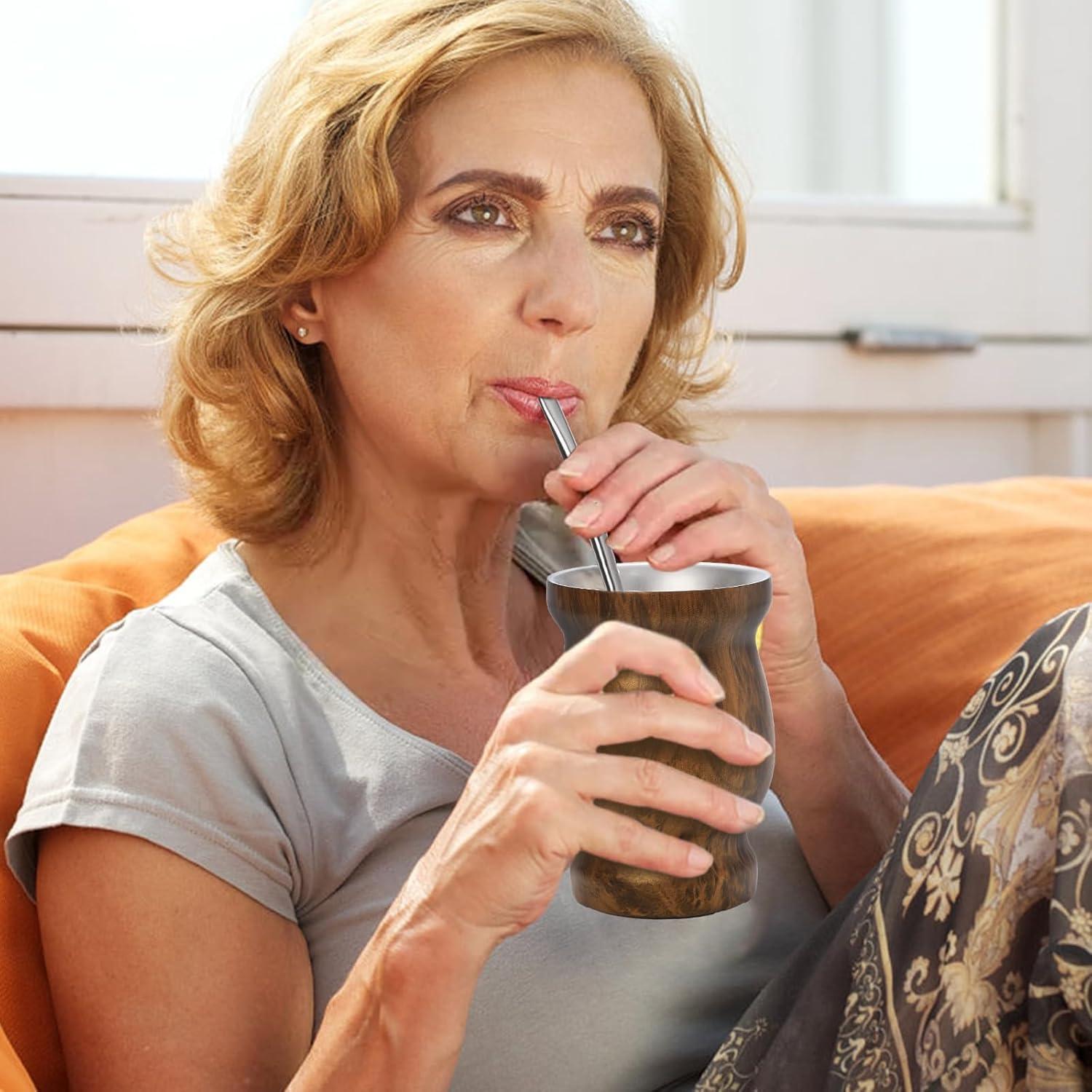 Set de Taza de Yerba Mate Cididu 8 oz Acero Inoxidable Doble Pared