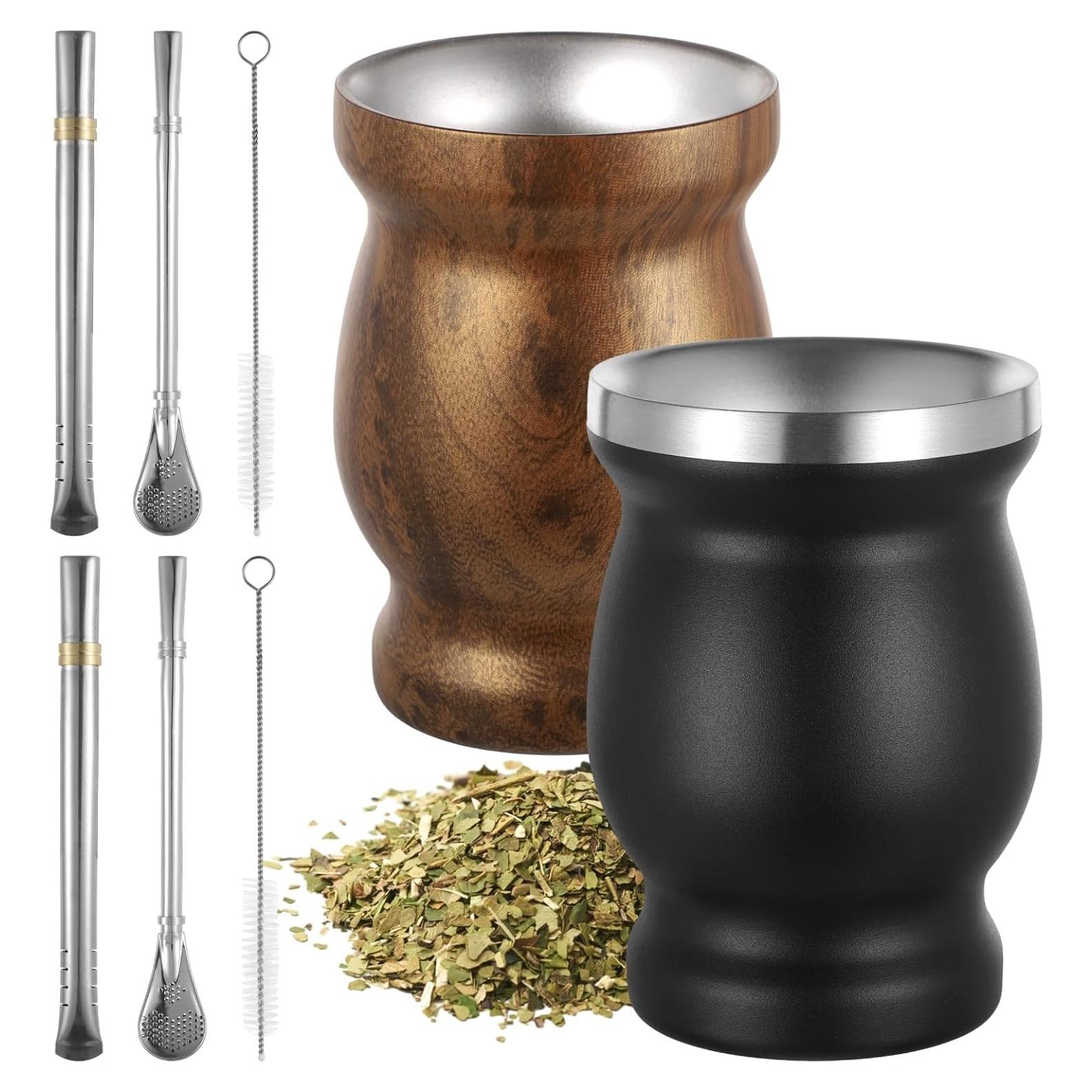 Set de Tazas de Yerba Mate OMISTAR 2 Piezas Acero Inoxidable 8 oz