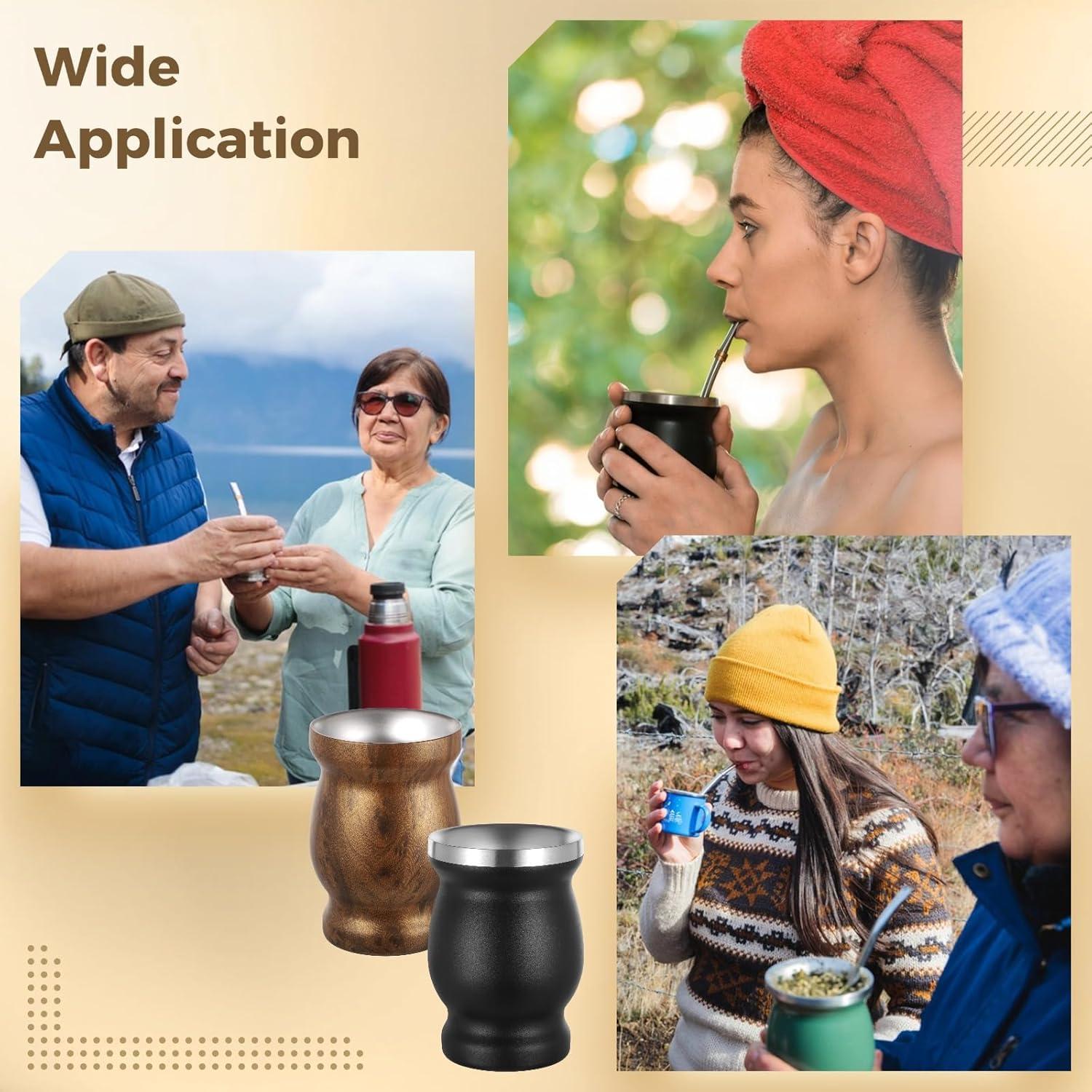 Set de Tazas de Yerba Mate OMISTAR 2 Piezas Acero Inoxidable 8 oz