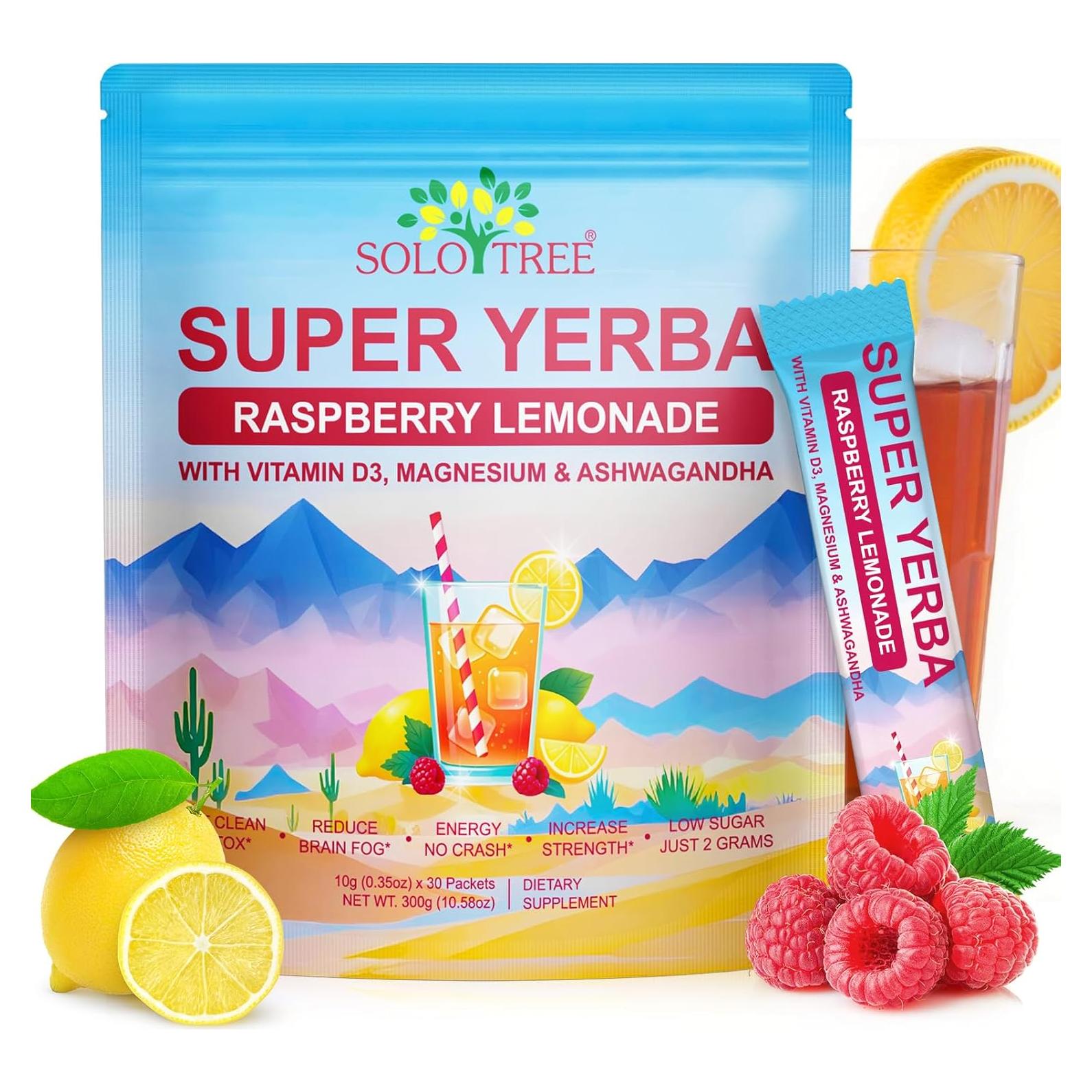 Té Instantáneo de Yerba Mate SOLOTREE 30 Porciones Limonada Frambuesa