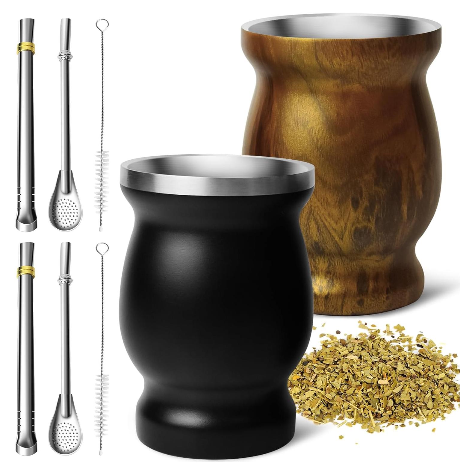 Set de Tazas de Yerba Mate Artcome Acero Inoxidable 8 Piezas