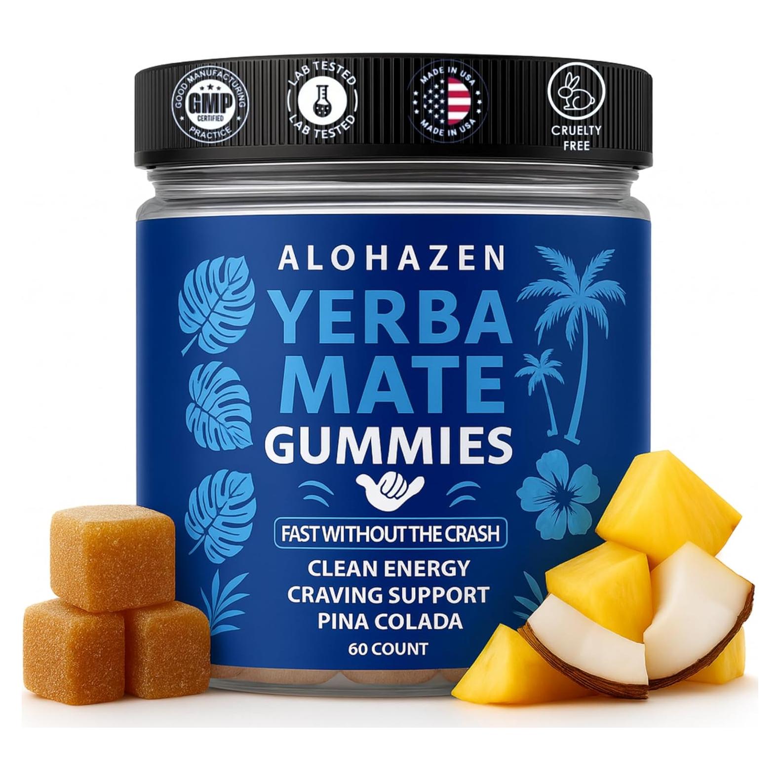Gomitas de Yerba Mate AlohaZen 60 Unidades Sabor Piña Colada