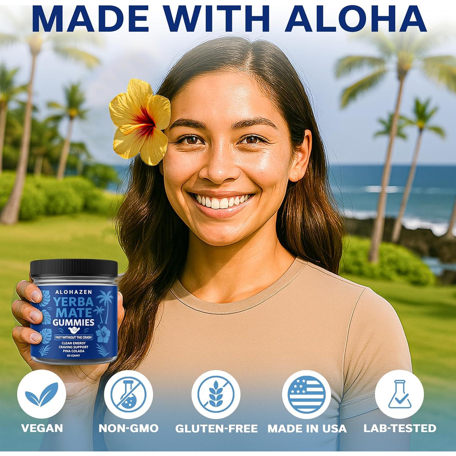 Gomitas de Yerba Mate AlohaZen 60 Unidades Sabor Piña Colada