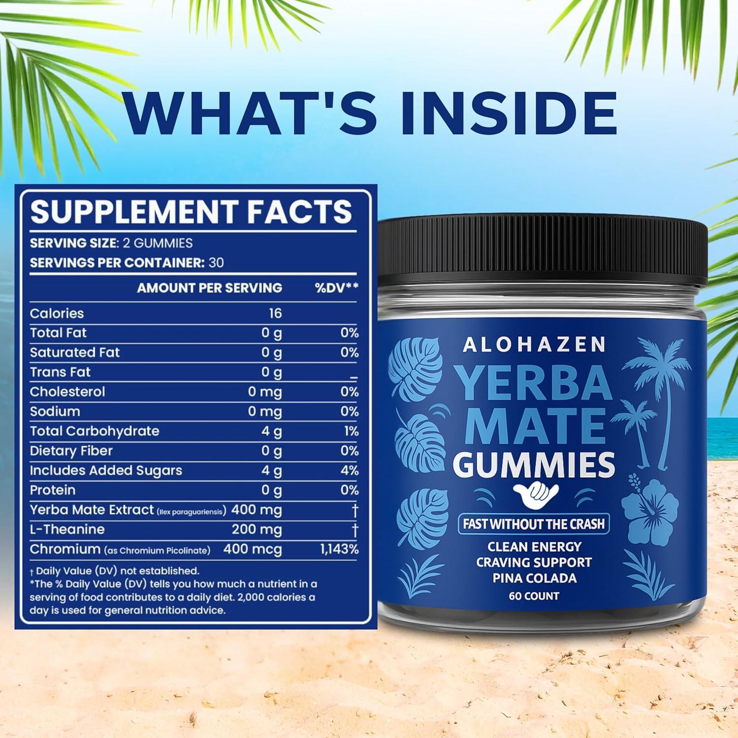 Gomitas de Yerba Mate AlohaZen 60 Unidades Sabor Piña Colada