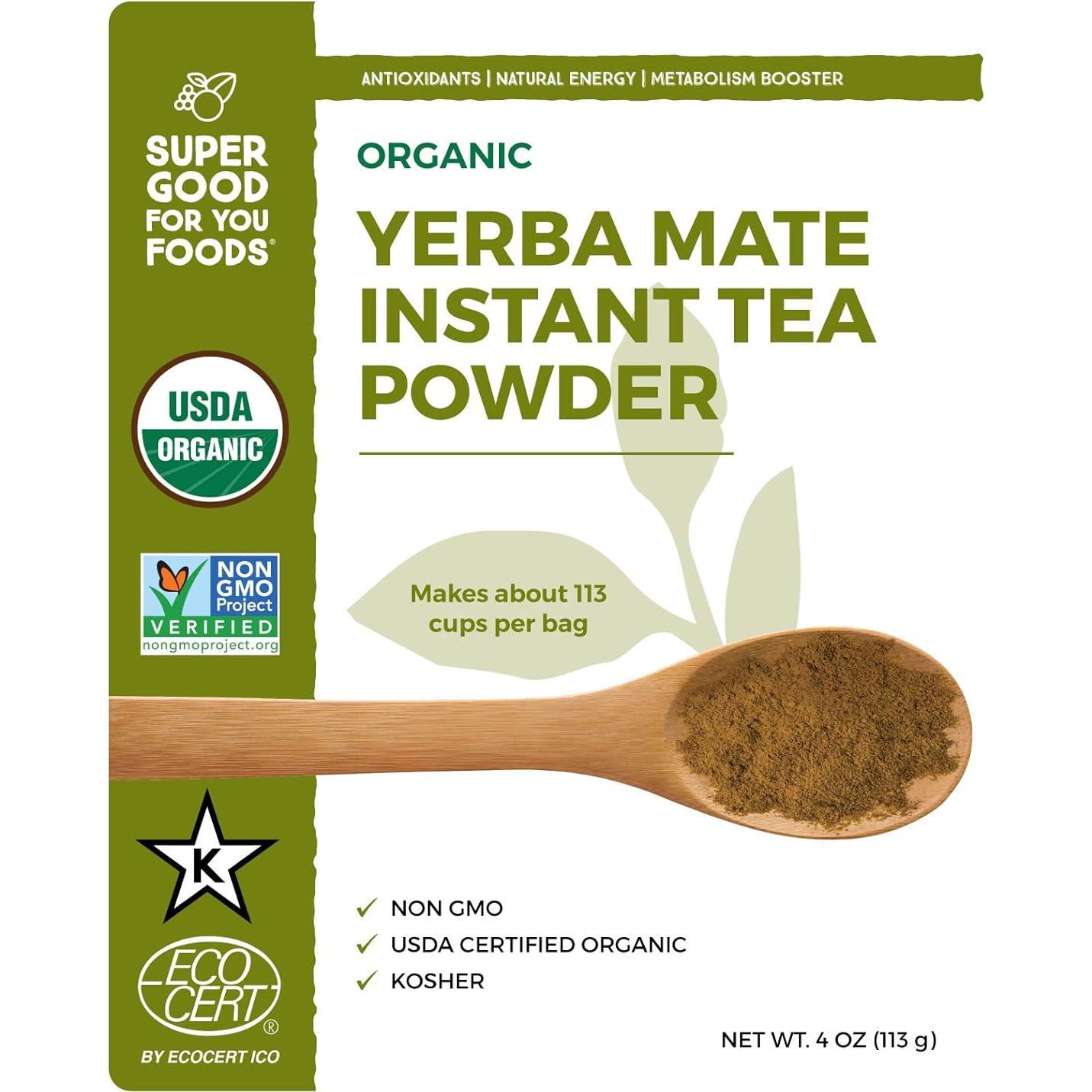 Yerba Mate Instantánea Orgánica Super Good 113g - Sin Gluten, Vegano