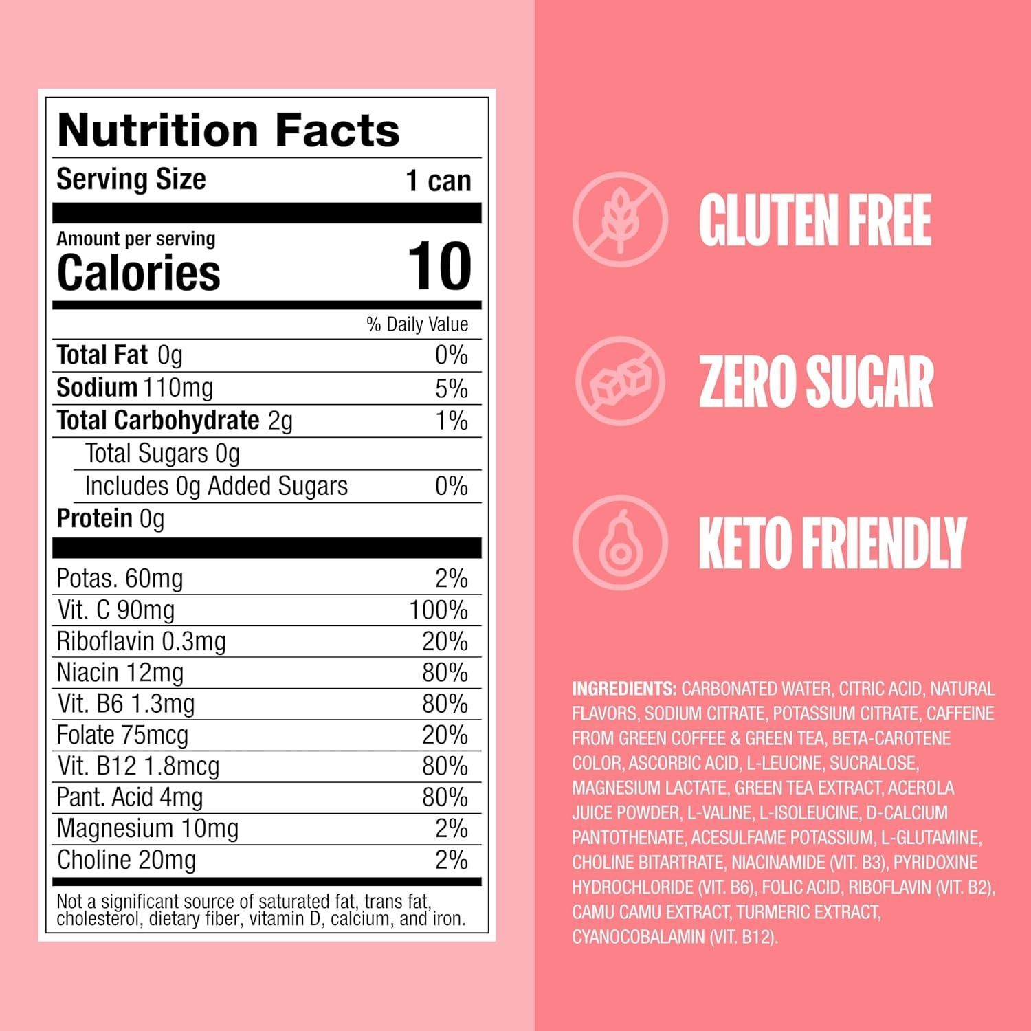 Bebida Energética ZOA Sin Azúcar Durazno Blanco 12 Latas 355ml