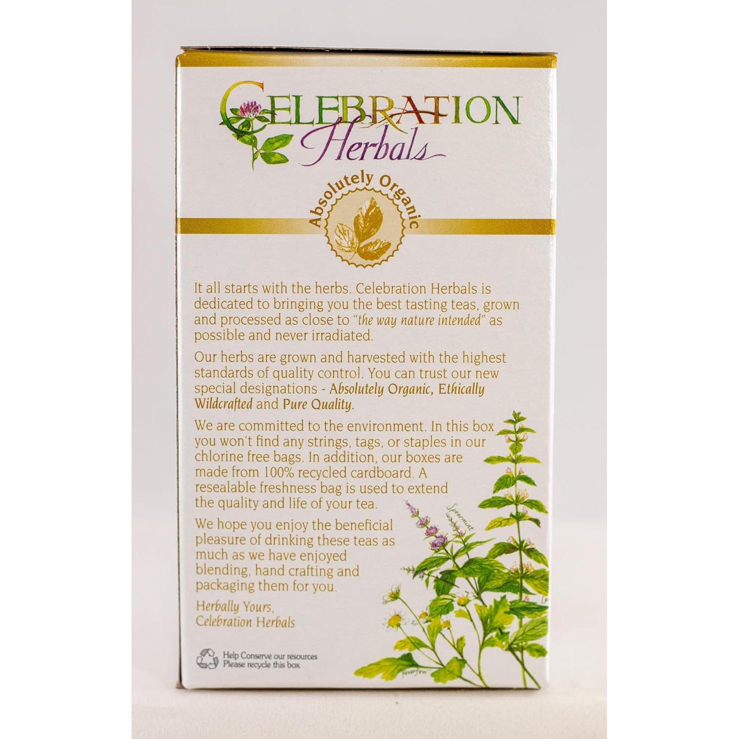 Té Crudo Orgánico Celebration Herbals Raíz de Diente de León 24 Bolsitas