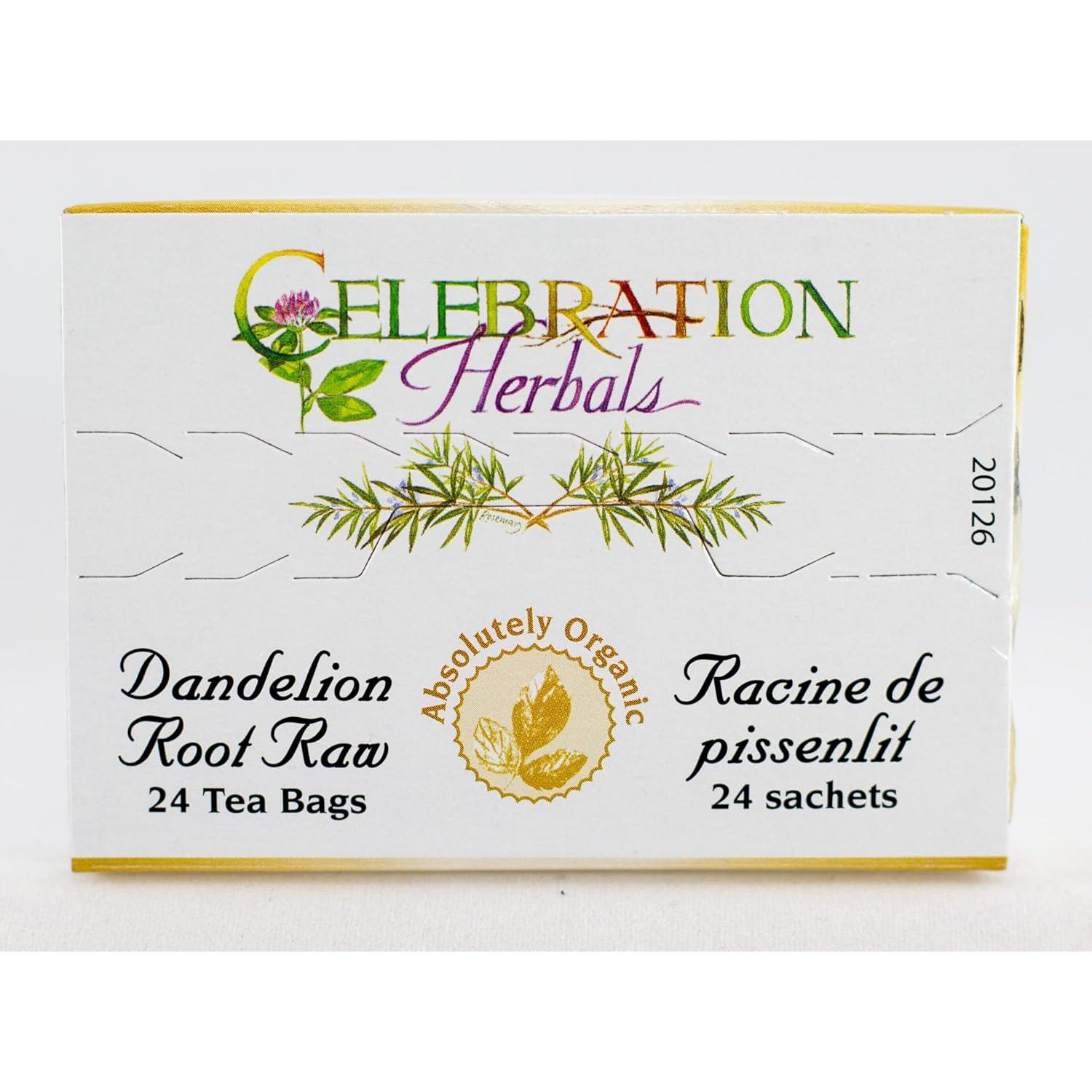 Té Crudo Orgánico Celebration Herbals Raíz de Diente de León 24 Bolsitas