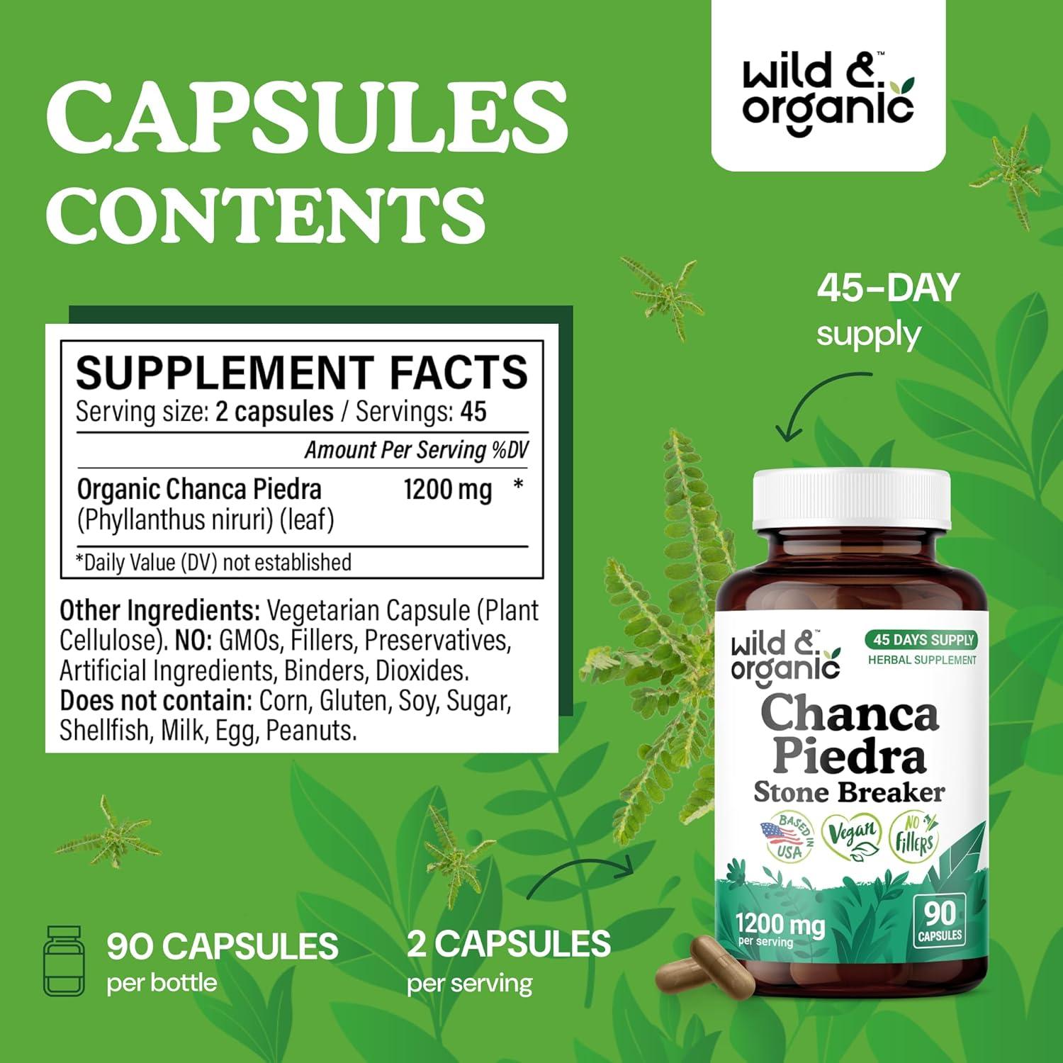 Cápsulas de Chanca Piedra Silvestre 1200 mg - 90 Unidades - Vegano