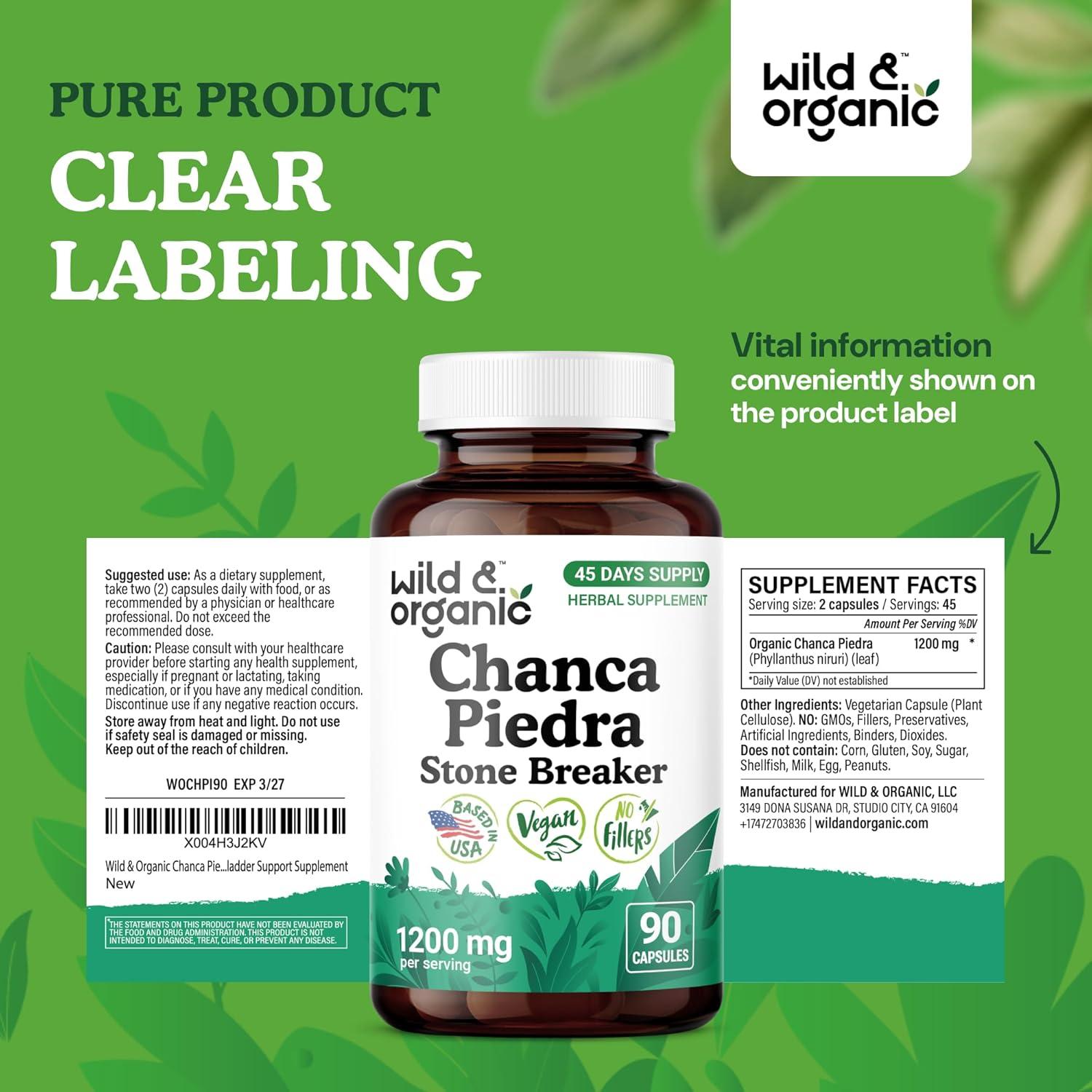 Cápsulas de Chanca Piedra Silvestre 1200 mg - 90 Unidades - Vegano