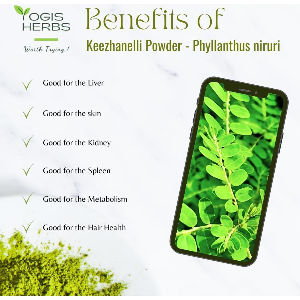 Polvo de Keezhanelli YOGIS HERBS 226.8 g - Chanca Piedra