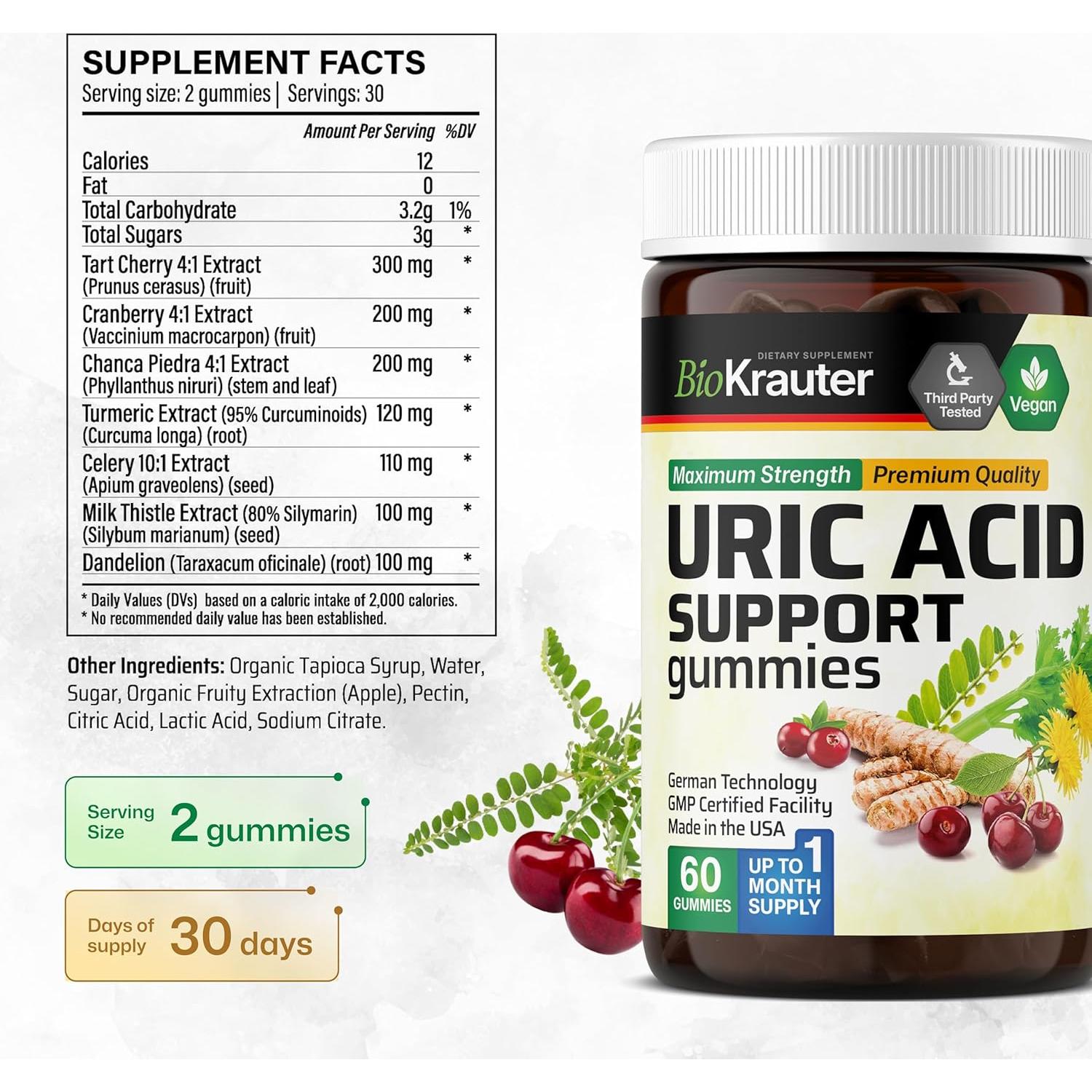 Gominolas Veganas BioKrauter Soporte Ácido Úrico 60 Unidades