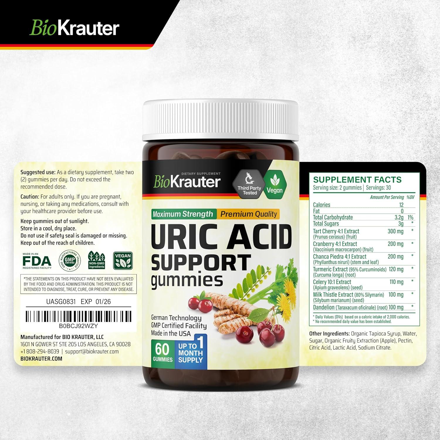 Gominolas Veganas BioKrauter Soporte Ácido Úrico 60 Unidades