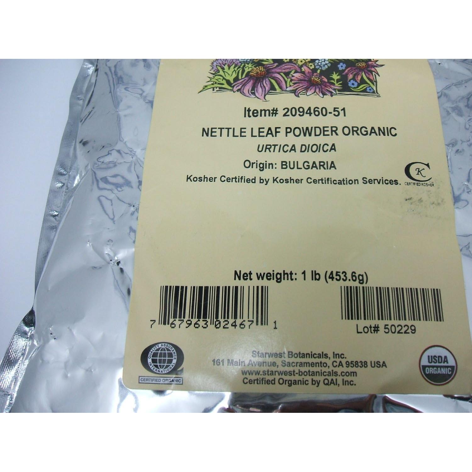 Polvo de Hoja de Ortiga Orgánica Starwest Botanicals 0.45kg