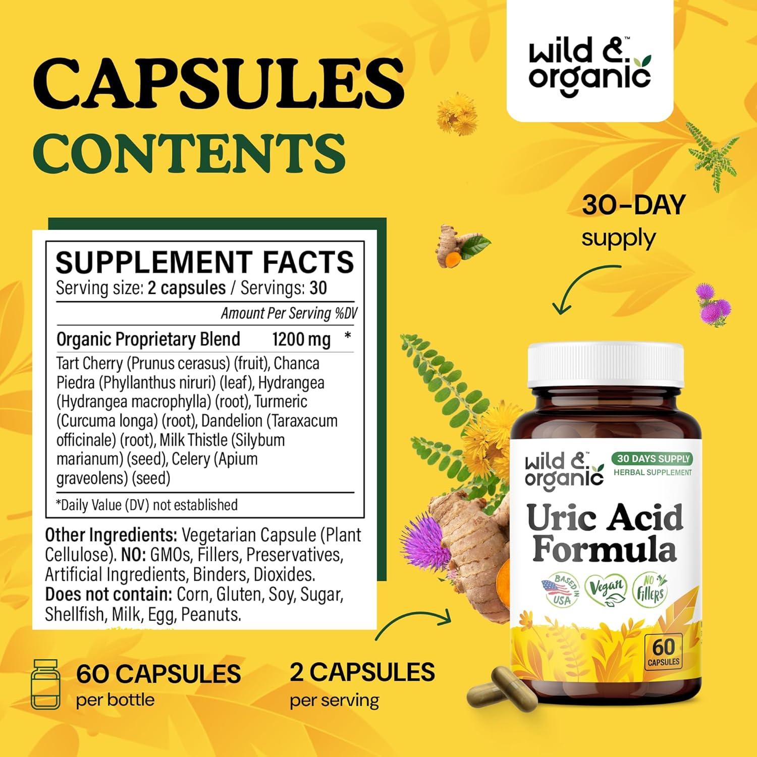 Cápsulas de Ácido Úrico Silvestre y Orgánico - 60 Unidades