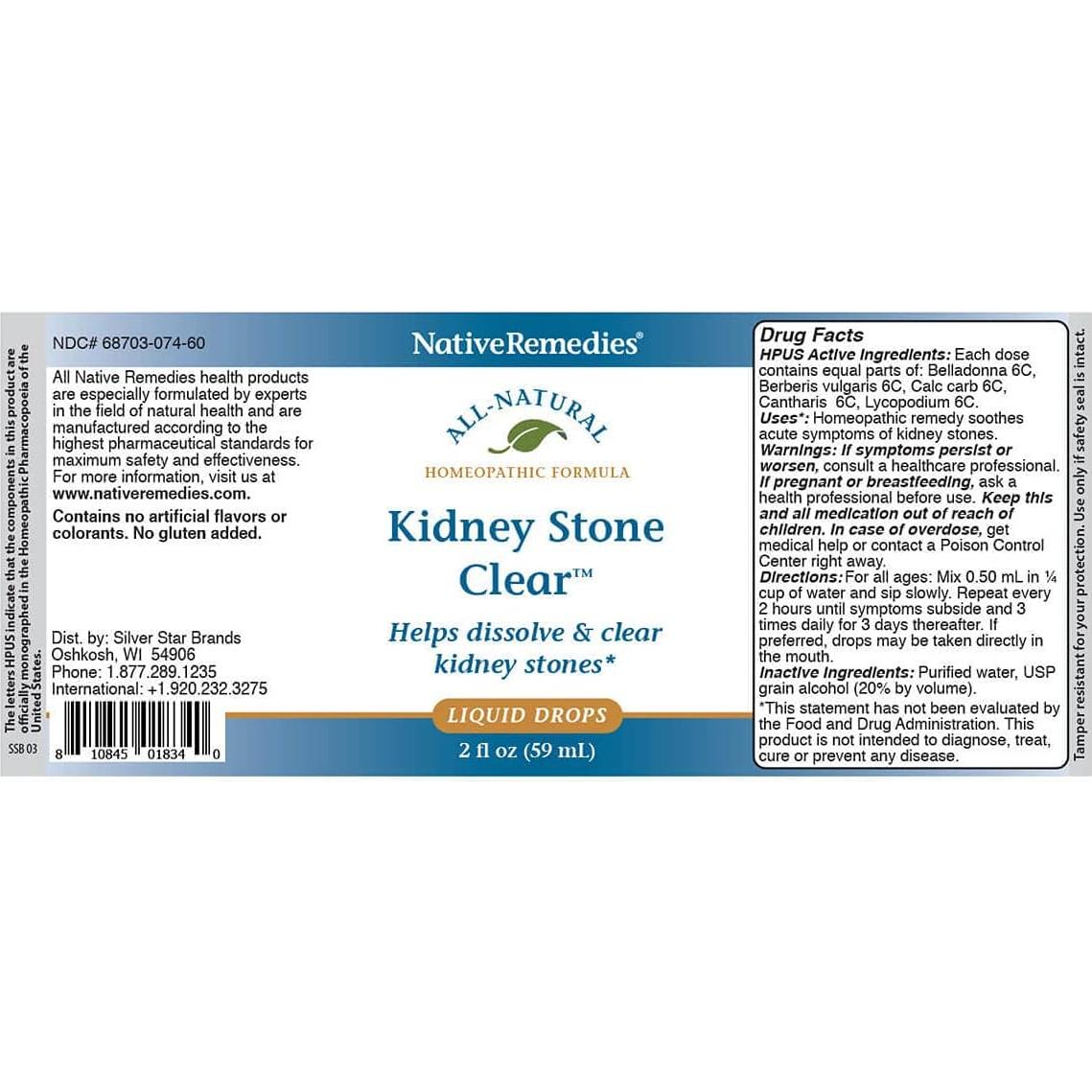 Remedios Nativos Clear de Piedras en los Riñones 59 mL - Homeopático