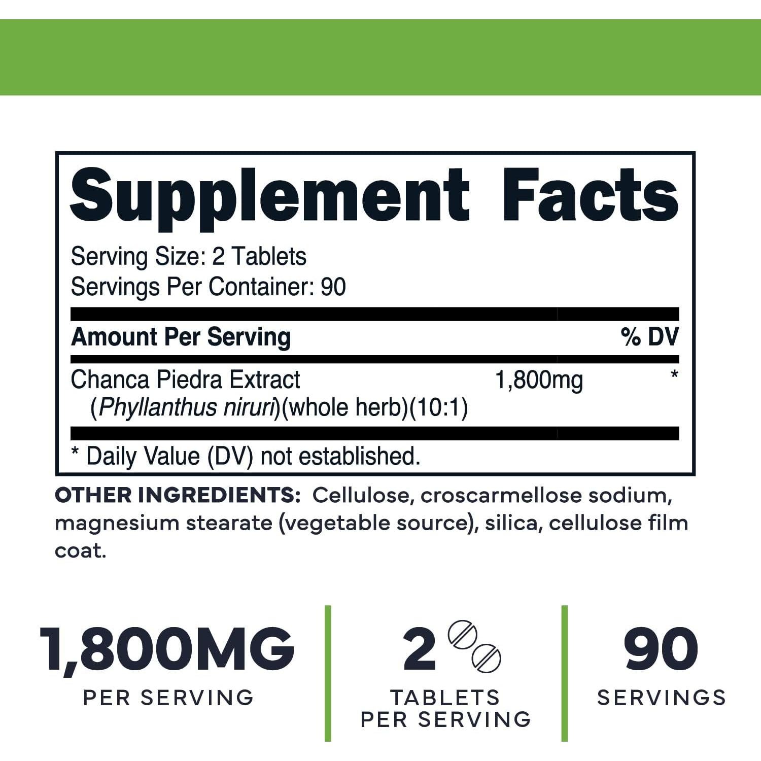 Suplemento Chanca Piedra Type Zero 180 Tabletas 1800mg