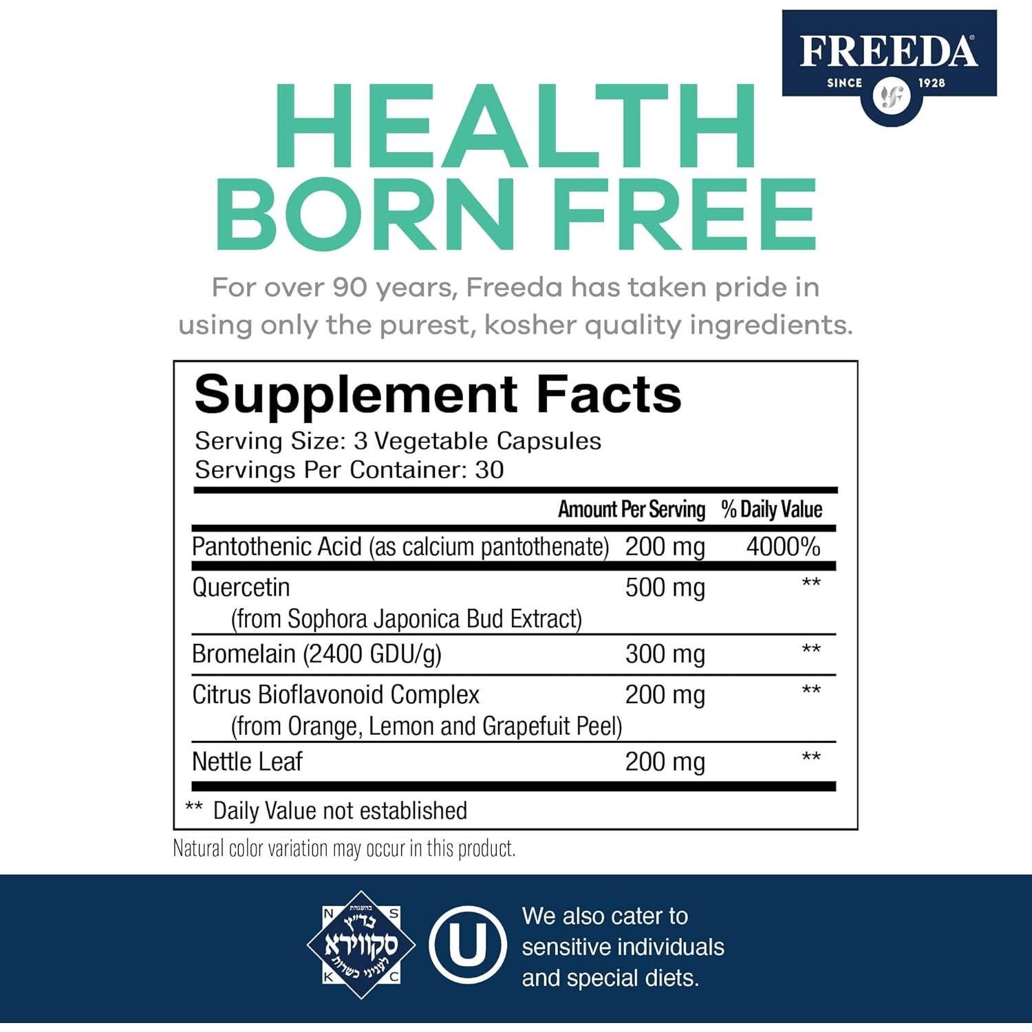 Suplemento Natural para Alergias Freeda - Quercetina y Bromelina