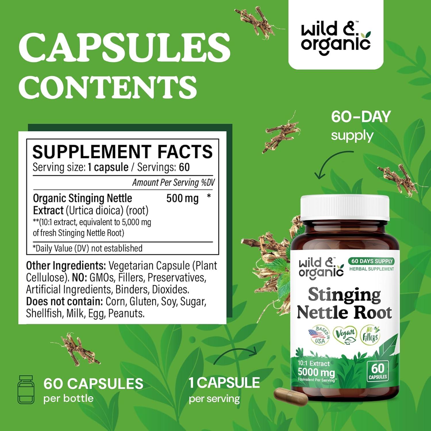 Cápsulas de Raíz de Ortiga Silvestre 5000 mg - 60 Veganas
