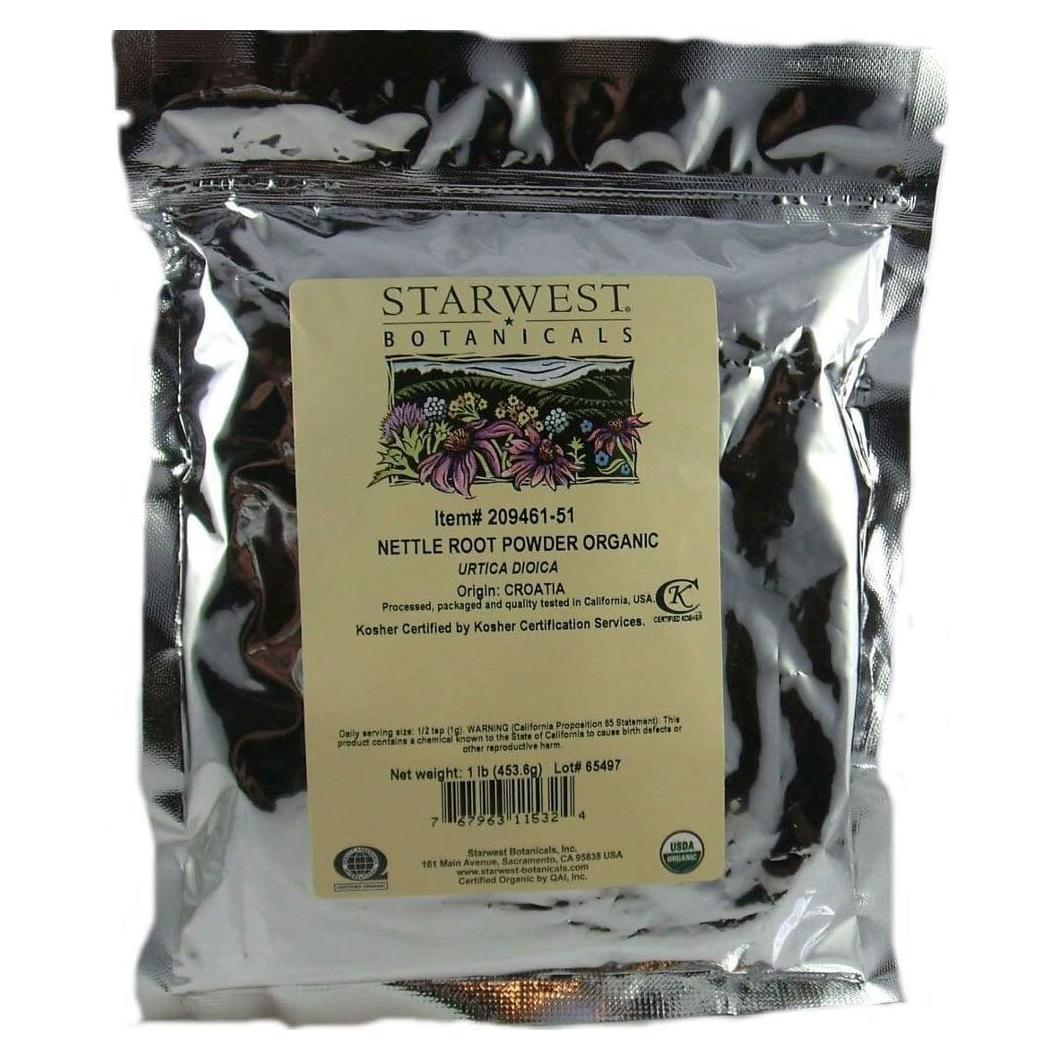 Polvo de Raíz de Ortiga Orgánico Starwest Botanicals 450g