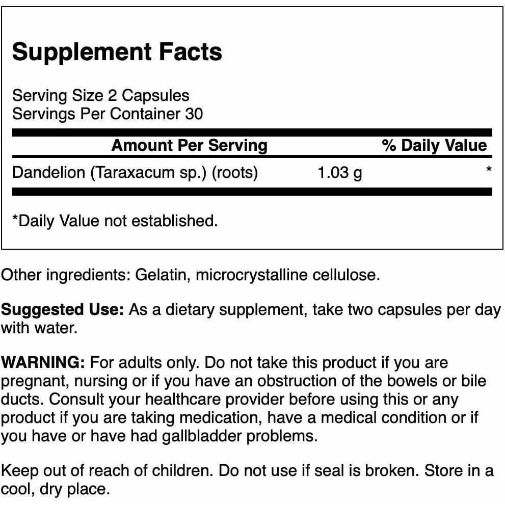 Raíz de Diente de León Swanson 515 mg 60 Cápsulas