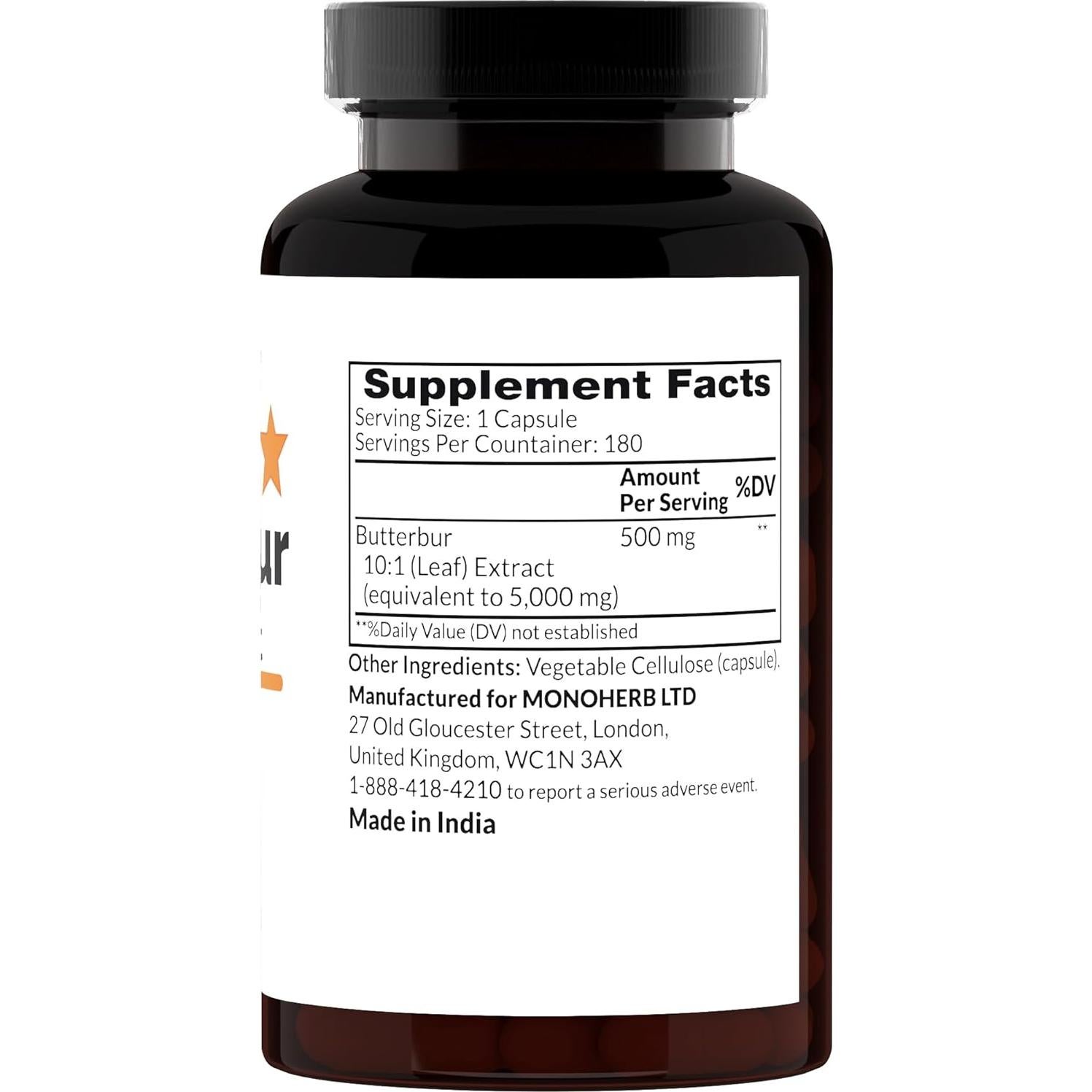 Extracto de Petasites 500 mg Monoherb - 180 Cápsulas